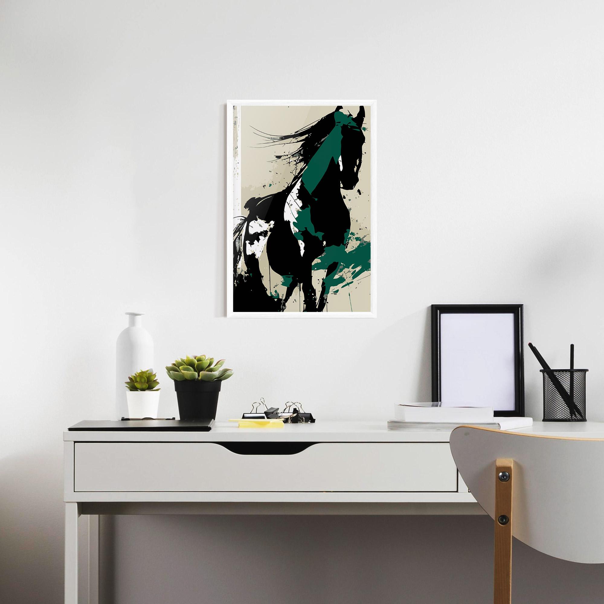 Keretezett Poszter Black Green Horse mockup 7