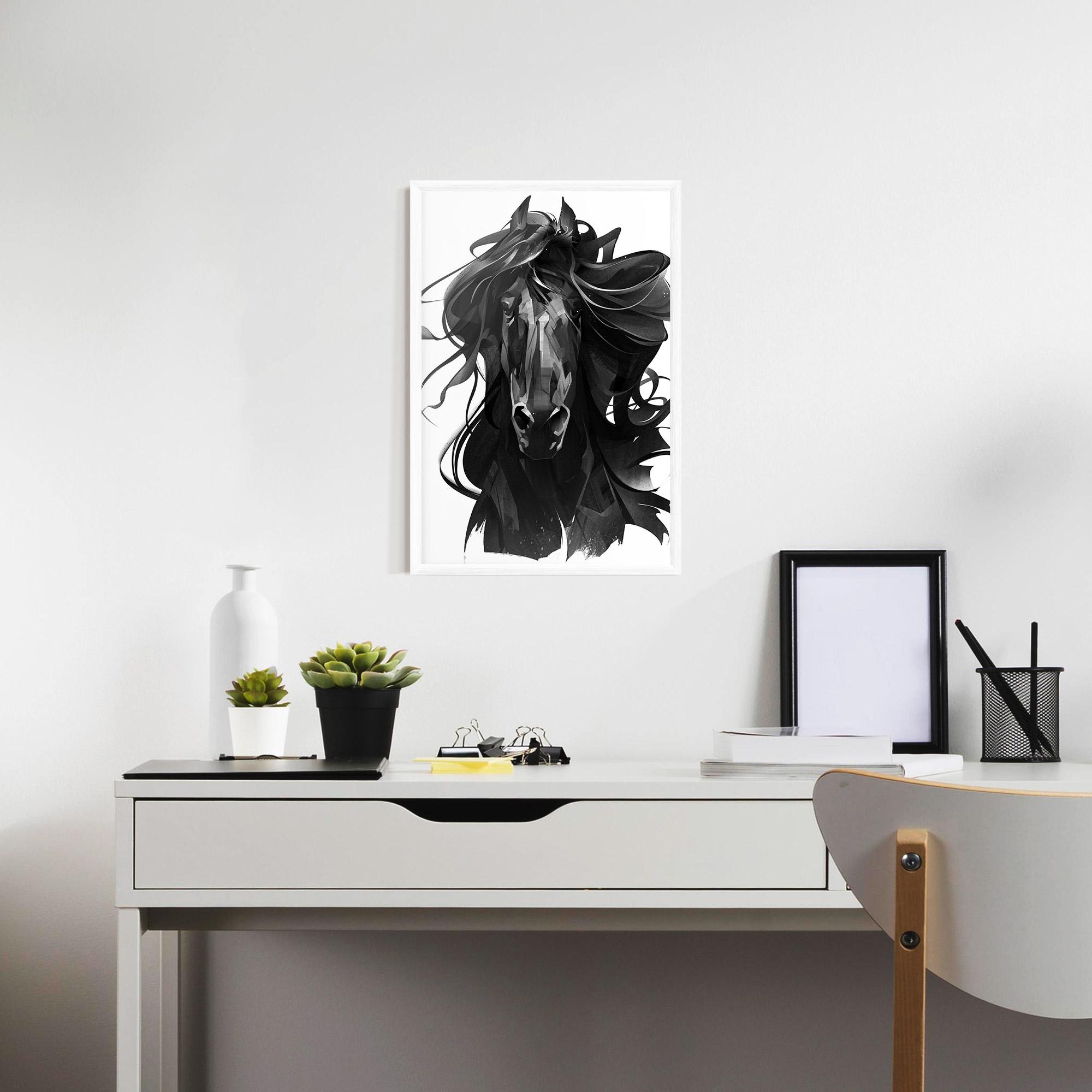Keretezett Poszter Black Horse Portrait mockup 7