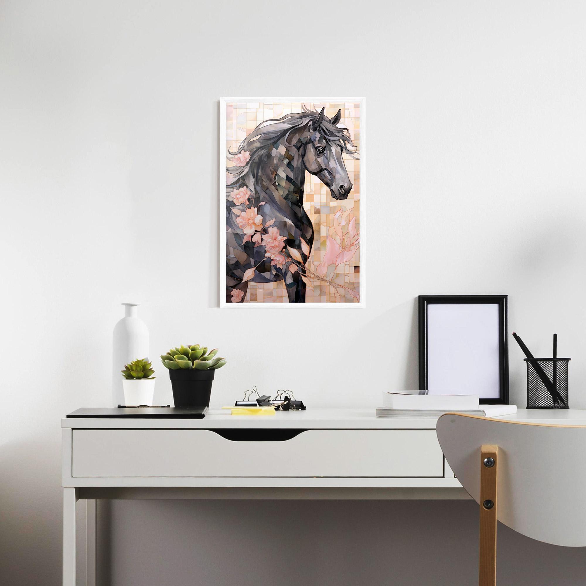 Keretezett Poszter Mosaic Painting Horse mockup 7