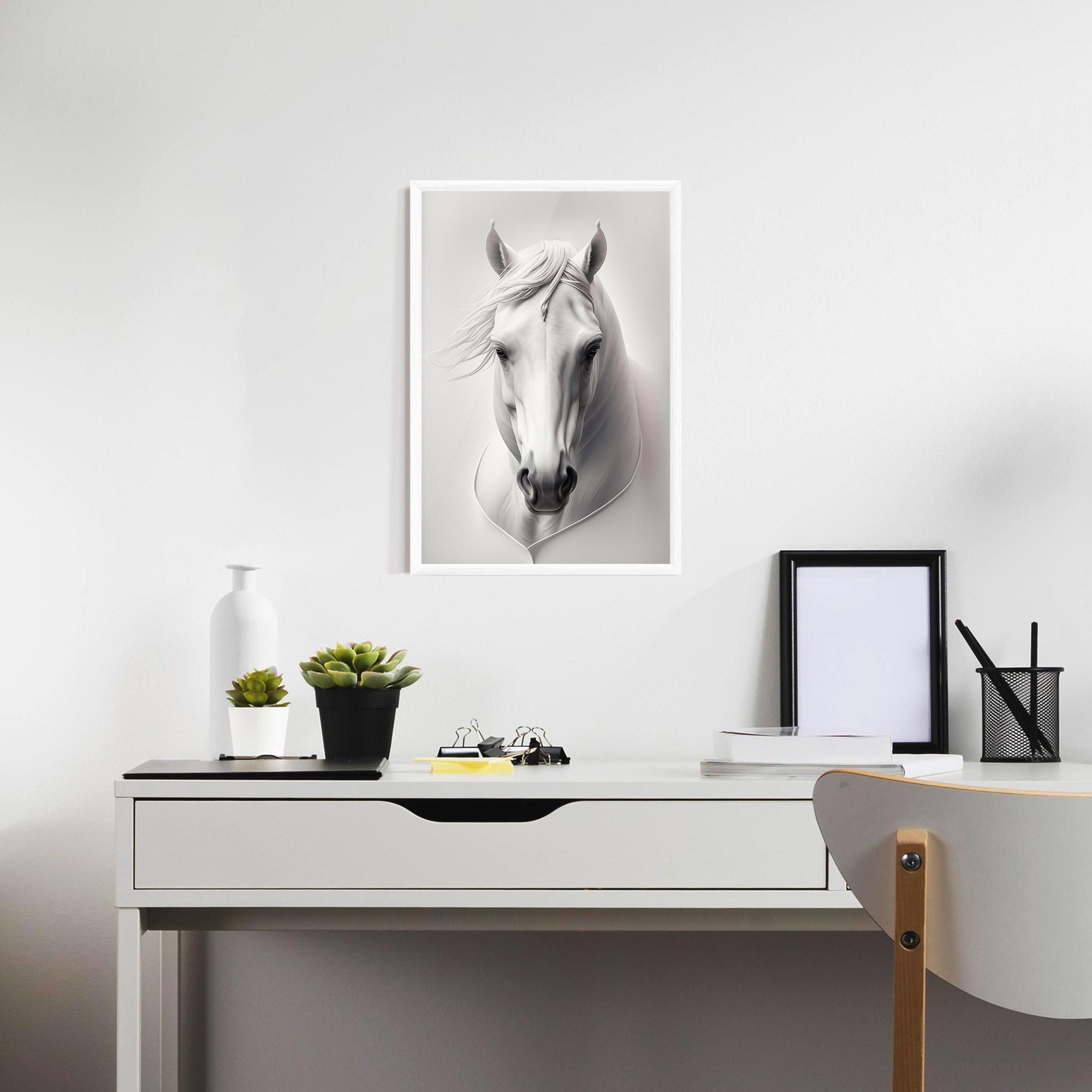 Keretezett Poszter White Horse Portrait mockup 7