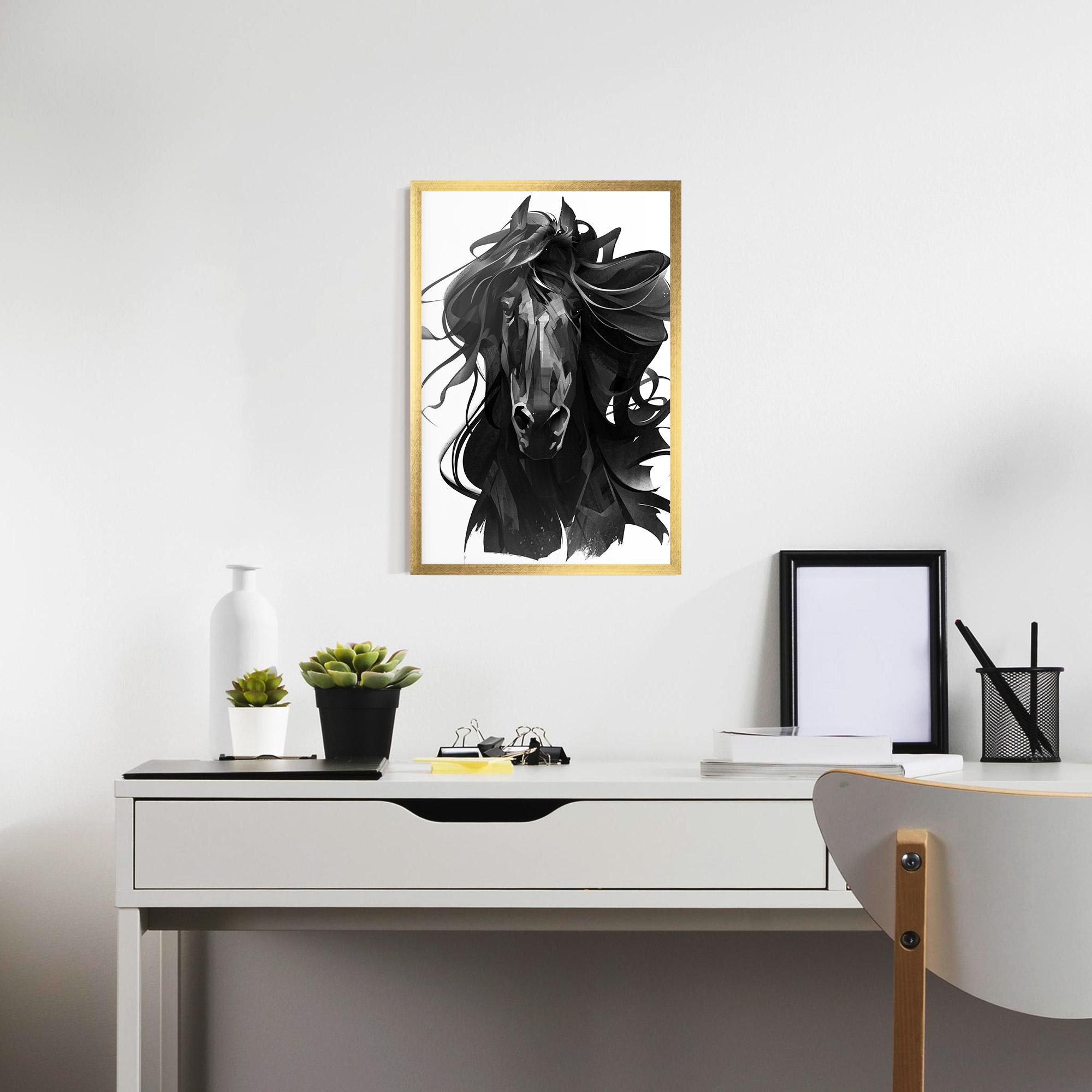 Keretezett Poszter Black Horse Portrait mockup 7