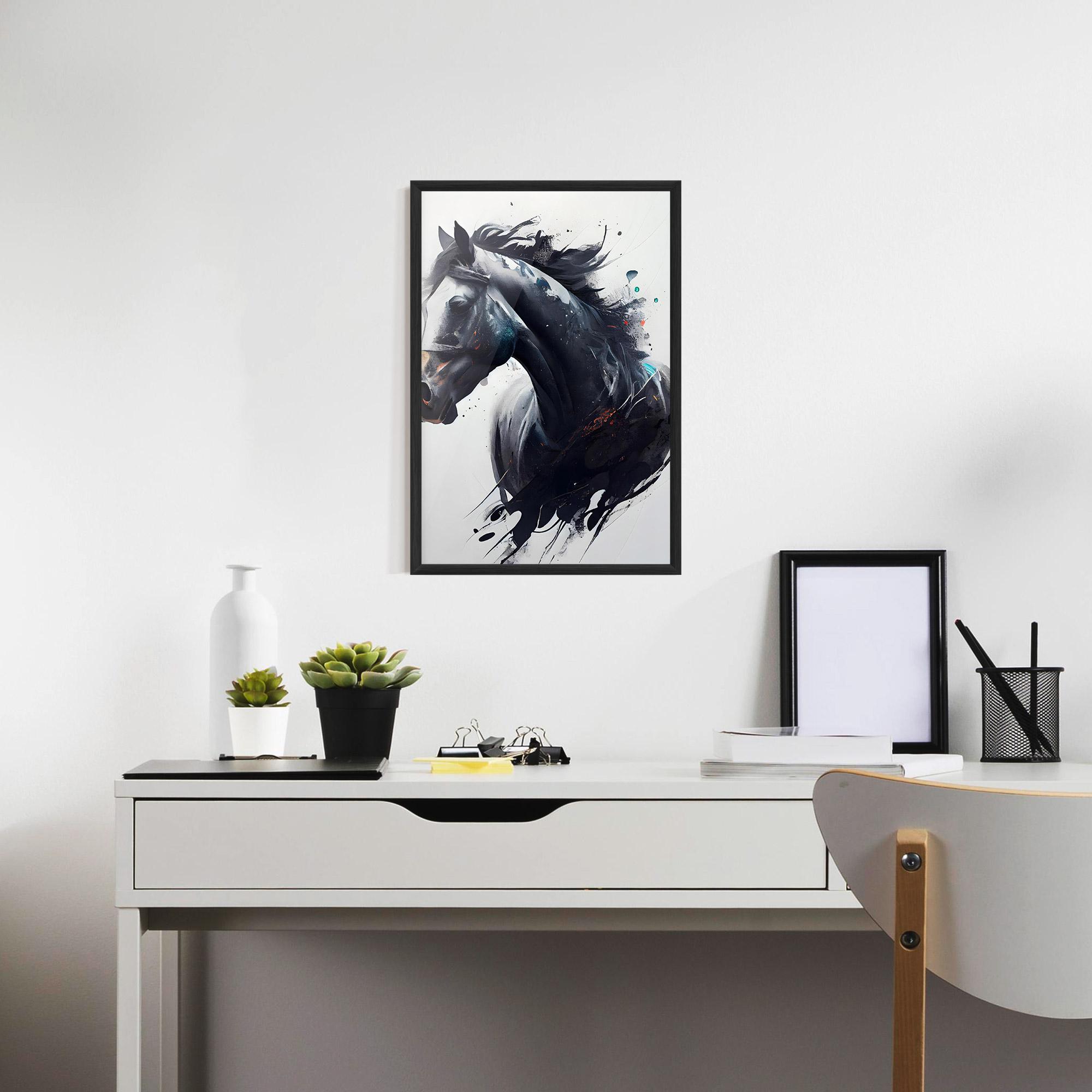Keretezett Poszter Black Paint Horse mockup 7