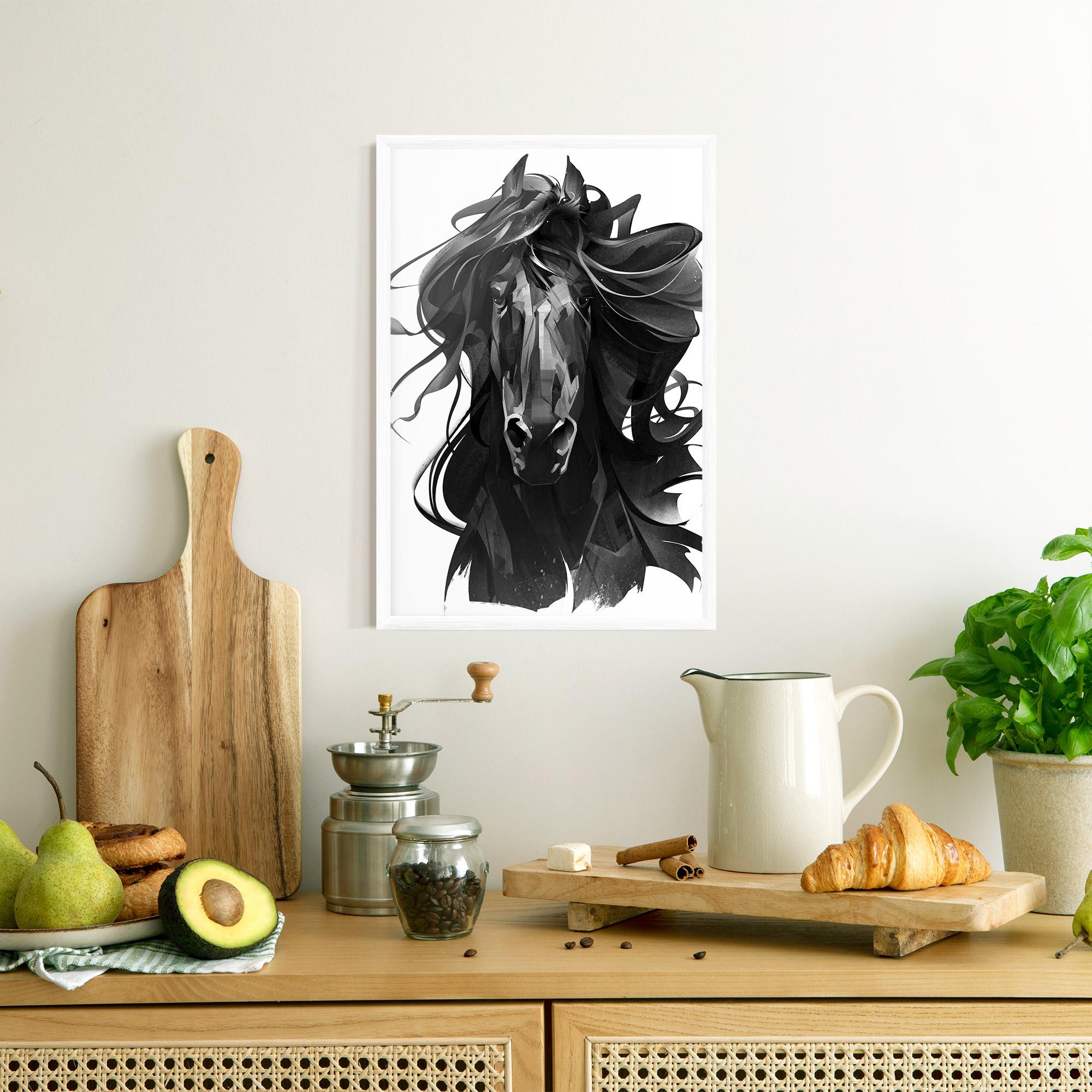Keretezett Poszter Black Horse Portrait mockup 8