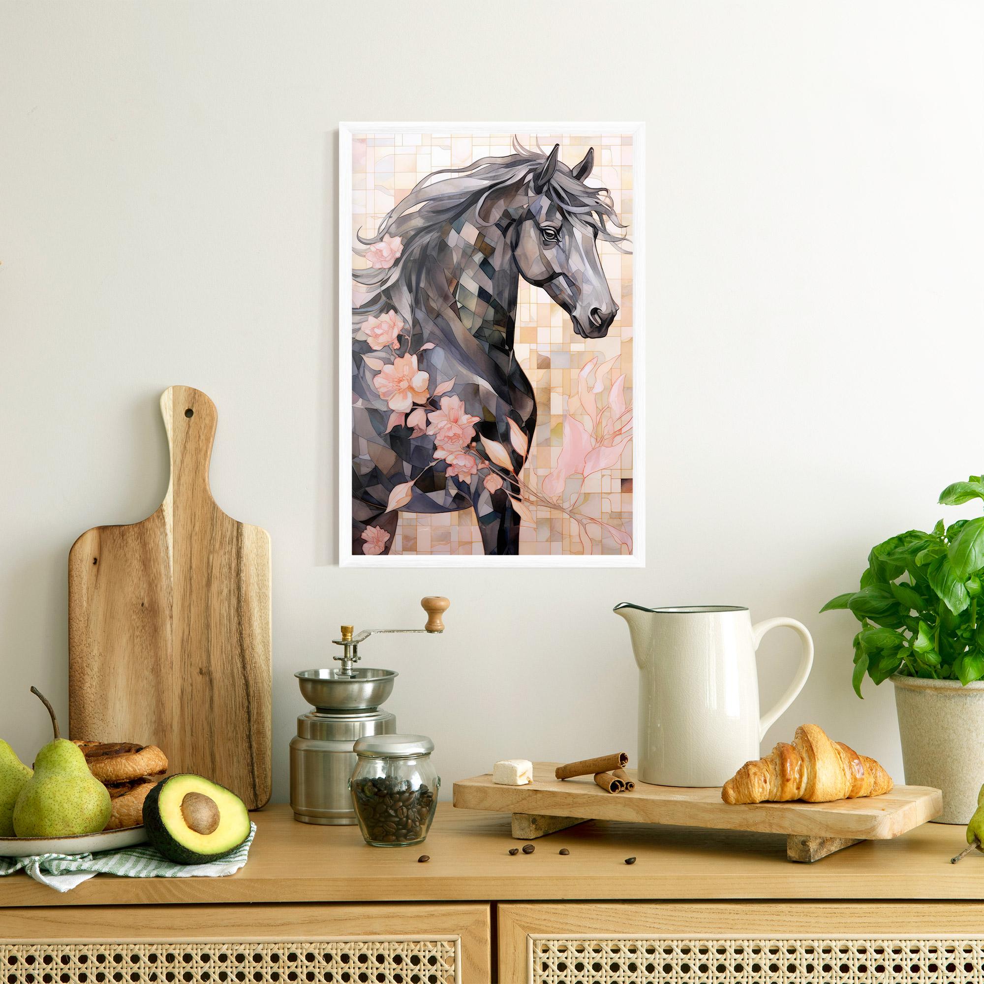Keretezett Poszter Mosaic Painting Horse mockup 8