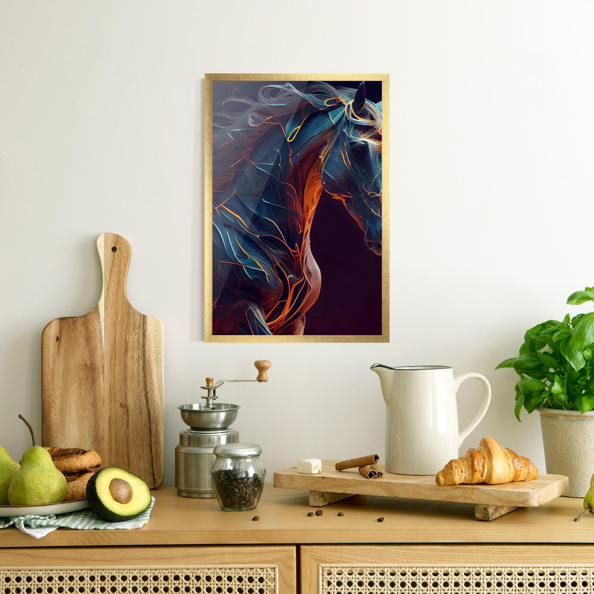 Keretezett Poszter Fire Lines Horse mockup 8