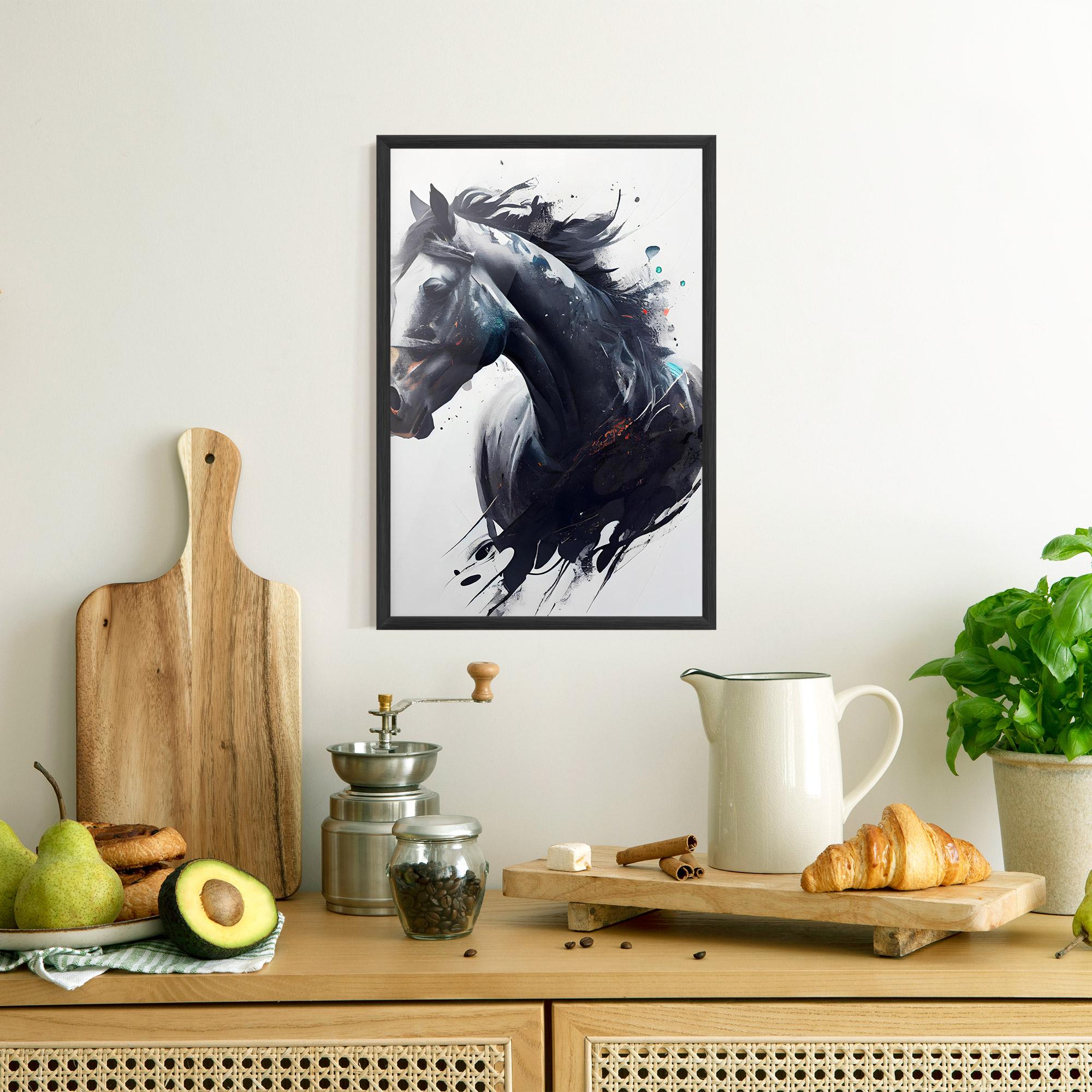 Keretezett Poszter Black Paint Horse mockup 8