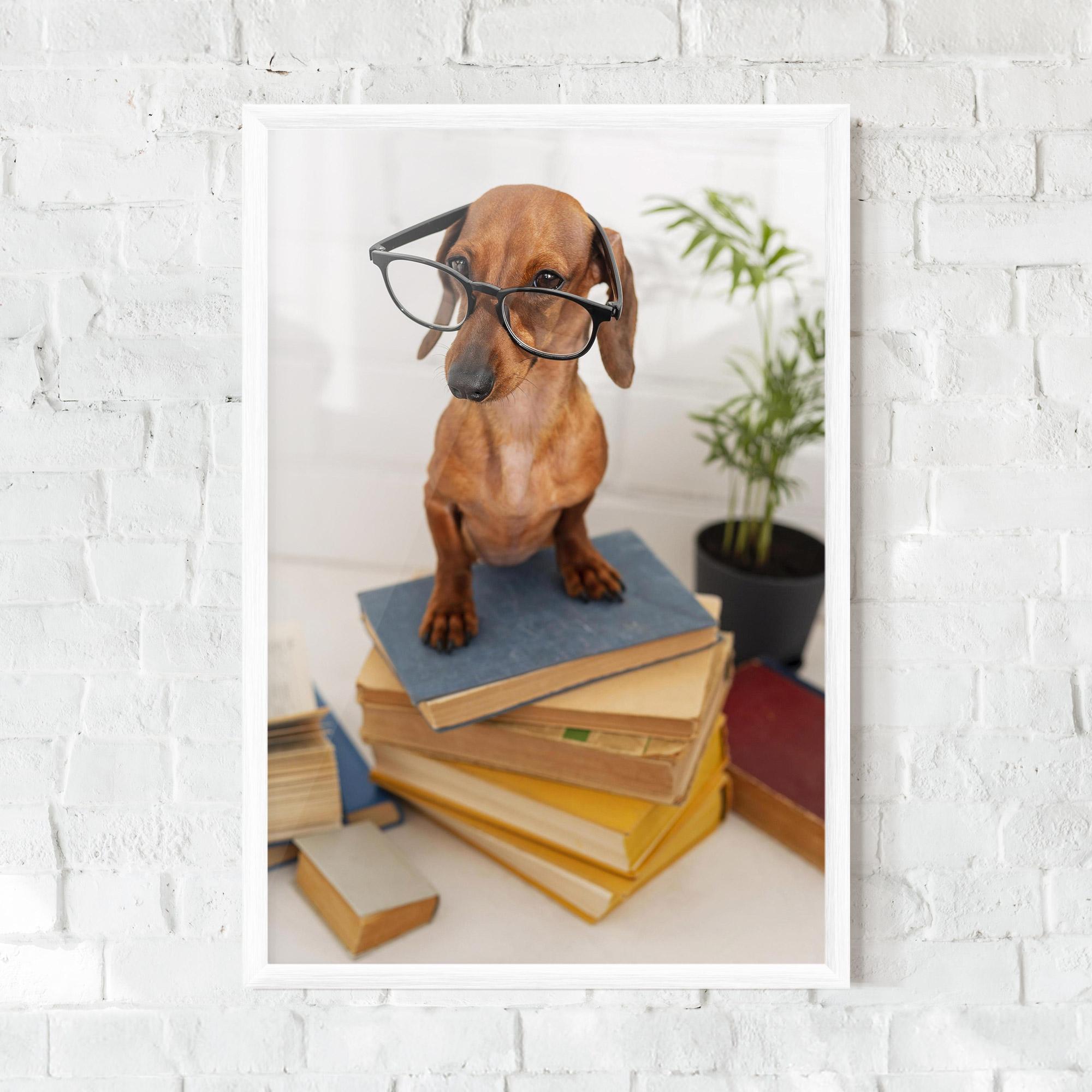 Keretezett Poszter Books Cute Dog mockup 0