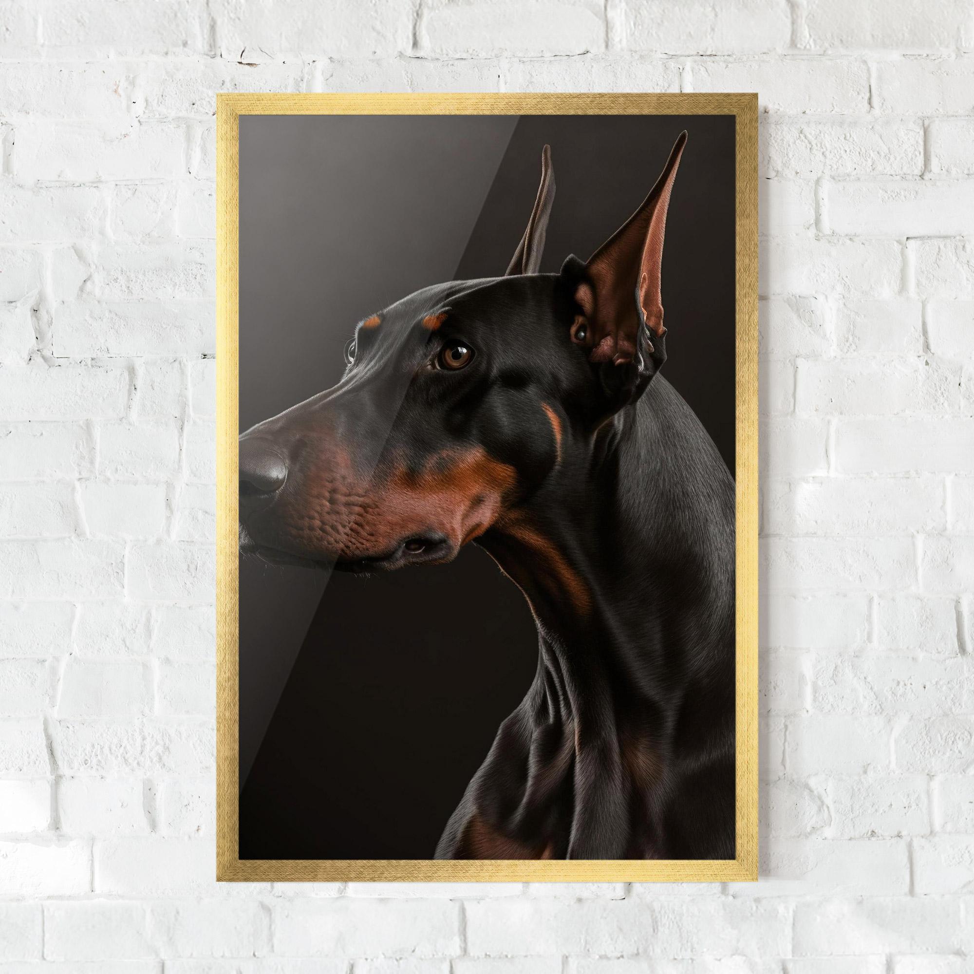 Keretezett Poszter Doberman Dog Portrait mockup 0