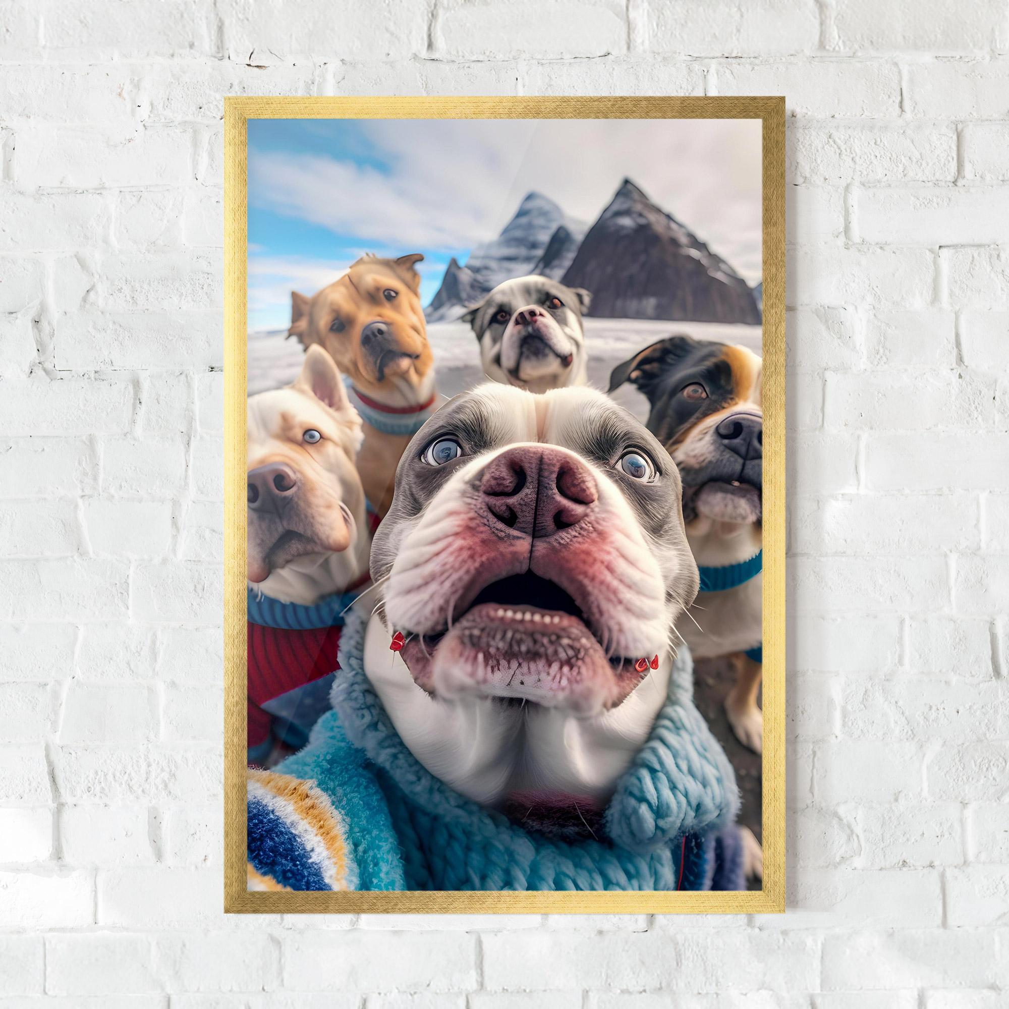 Keretezett Poszter Dogs Selfie Group mockup 0
