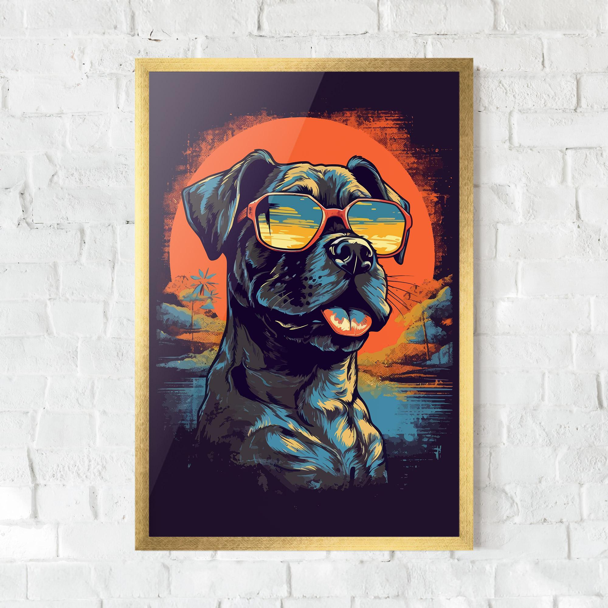 Keretezett Poszter Sunset Dog mockup 0