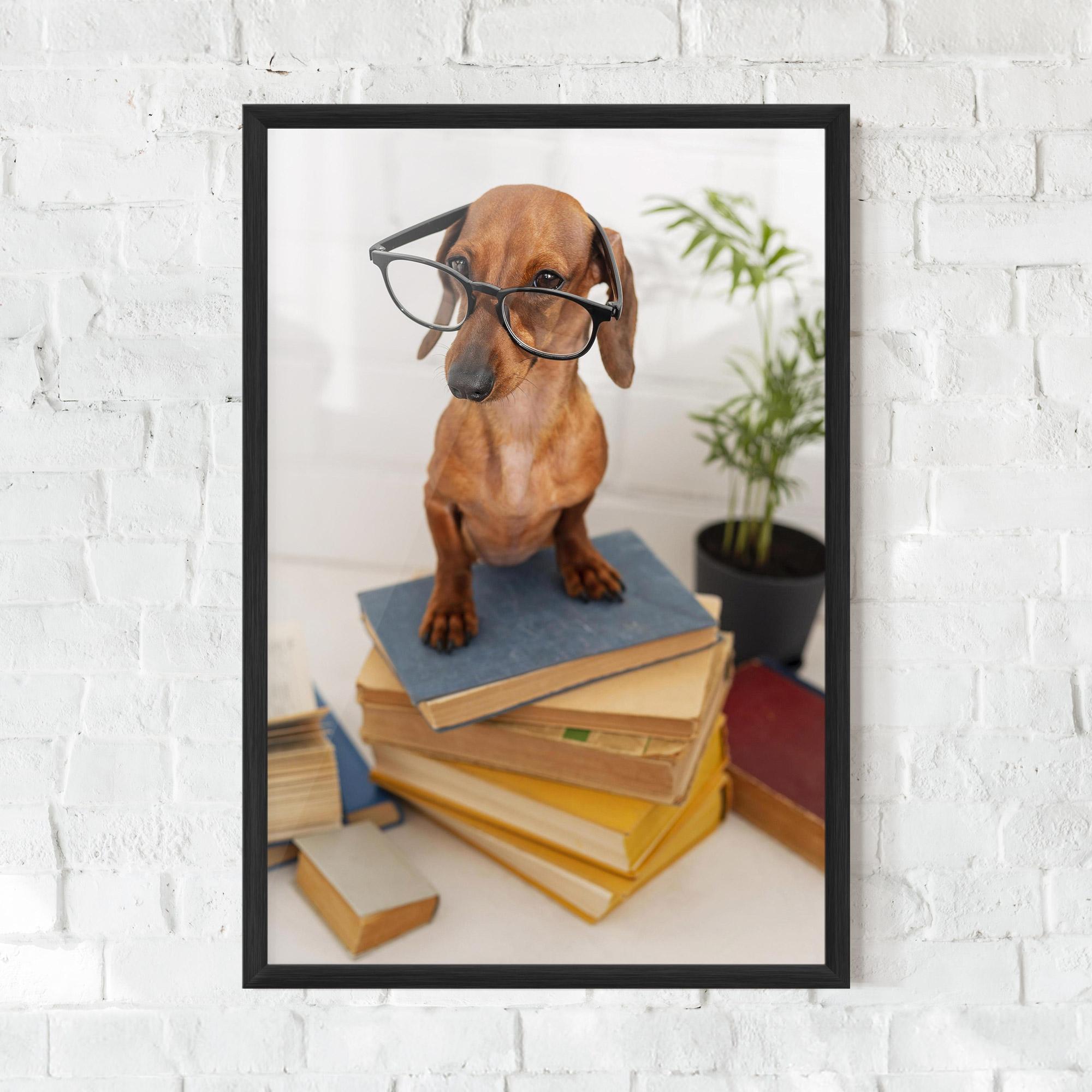 Keretezett Poszter Books Cute Dog mockup 0
