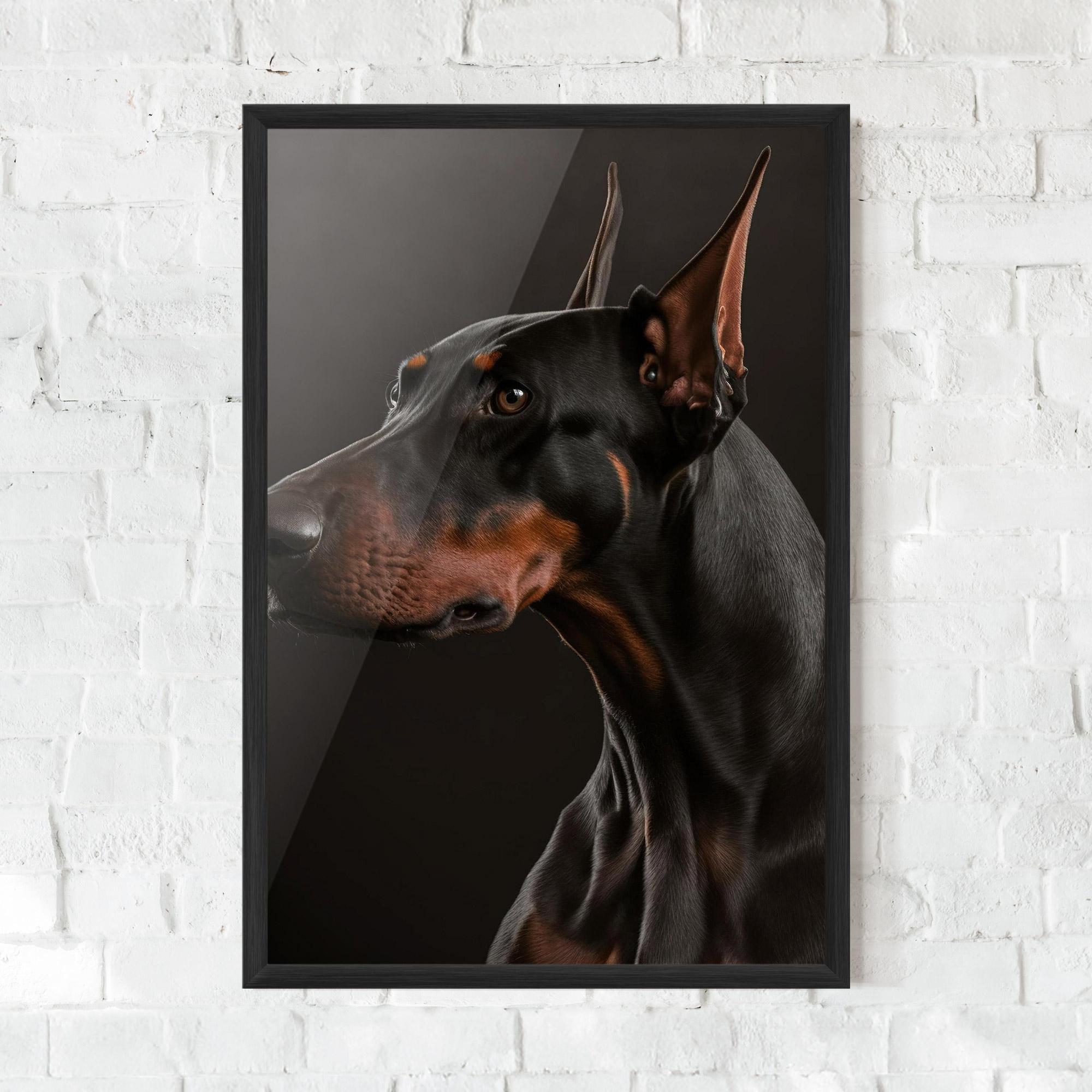 Keretezett Poszter Doberman Dog Portrait mockup 0