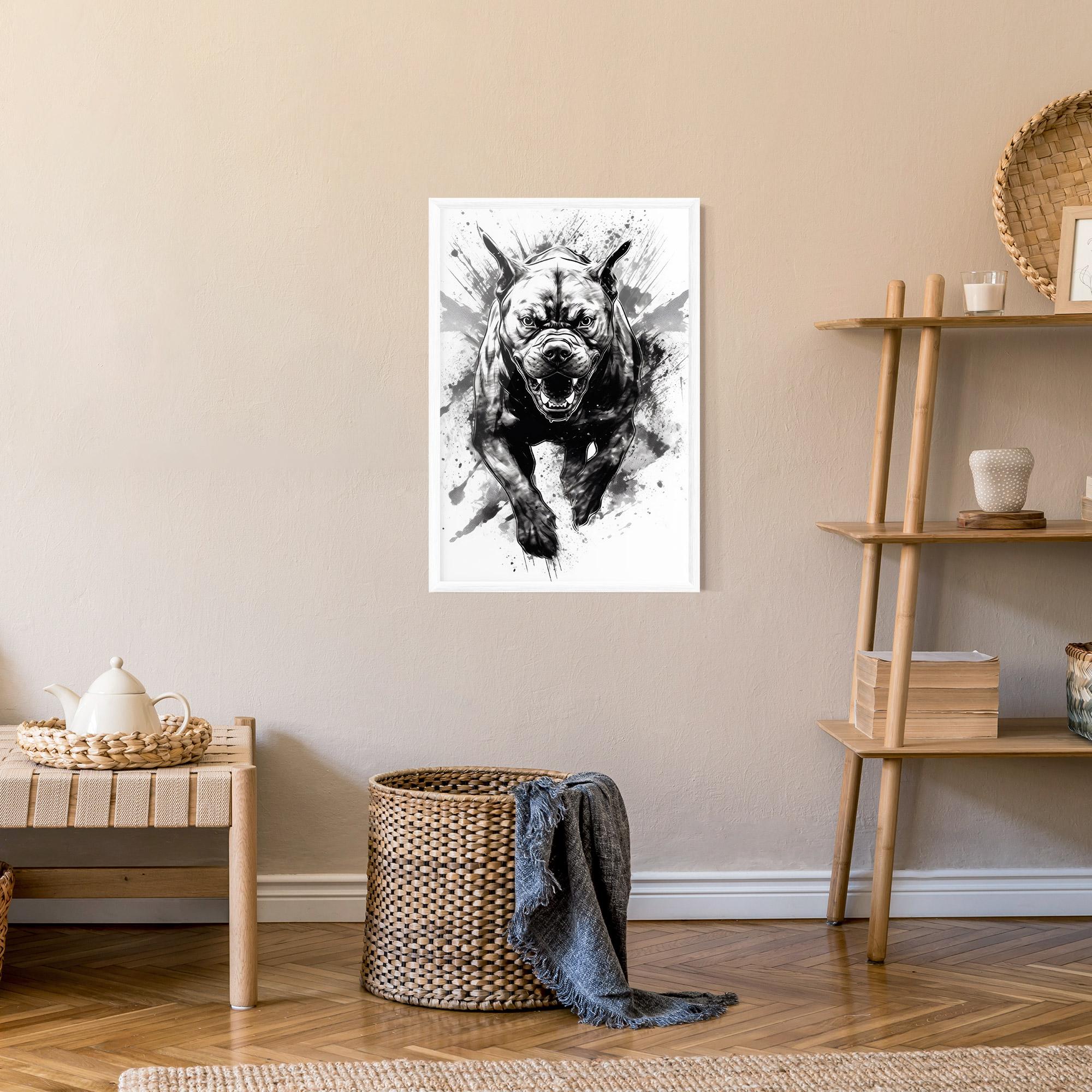 Keretezett Poszter Angry Dog Jump mockup 9