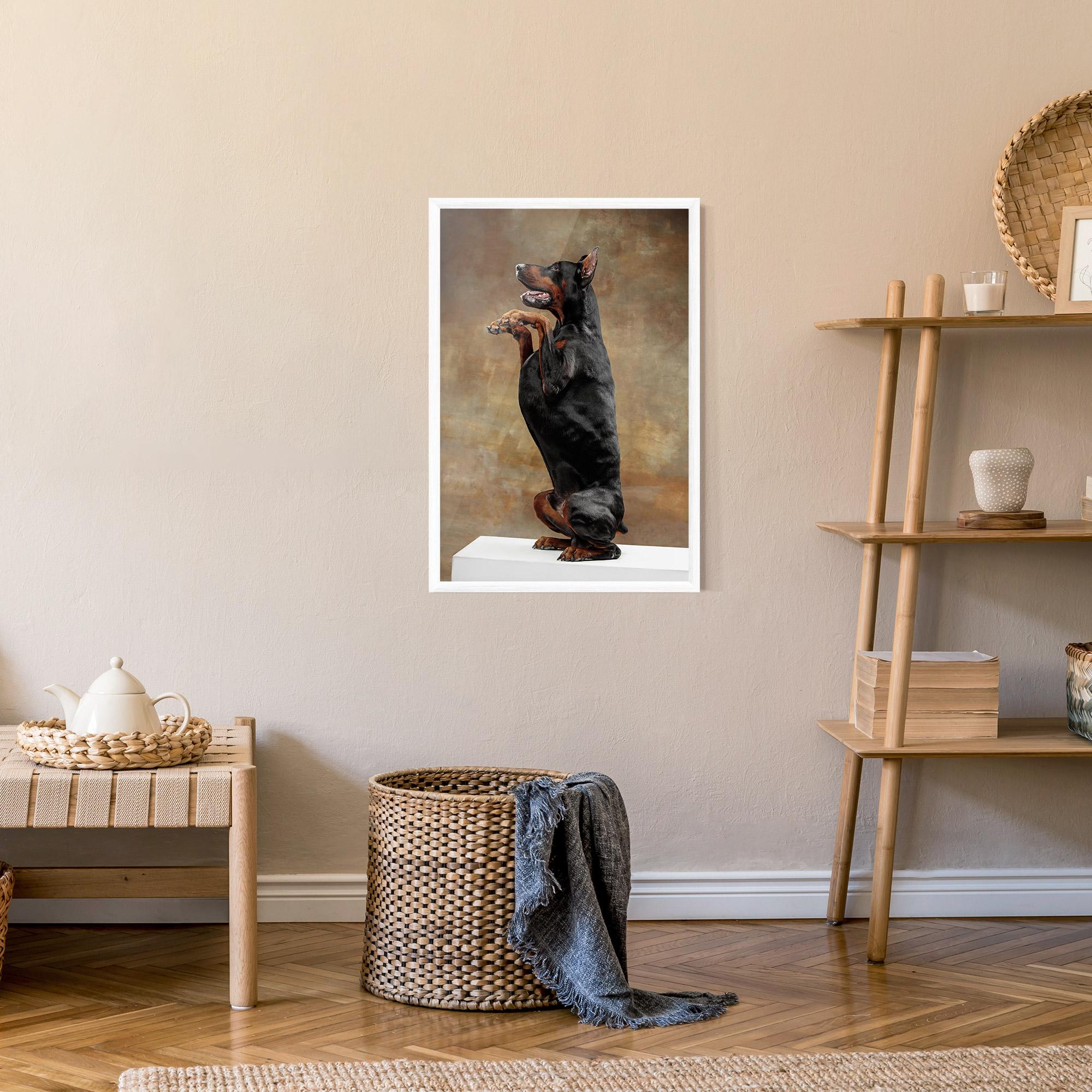 Keretezett Poszter Doberman Standing mockup 9