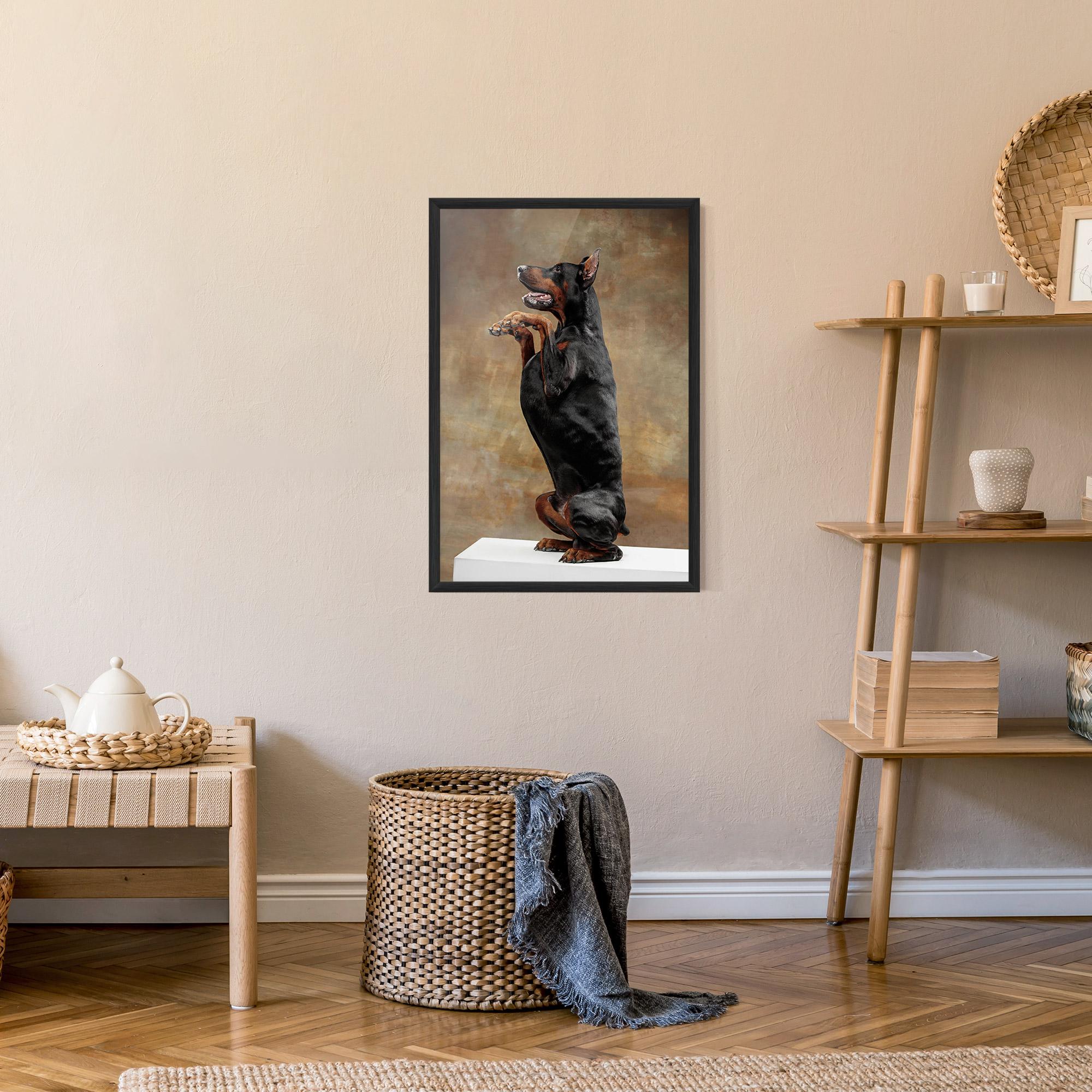 Keretezett Poszter Doberman Standing mockup 9
