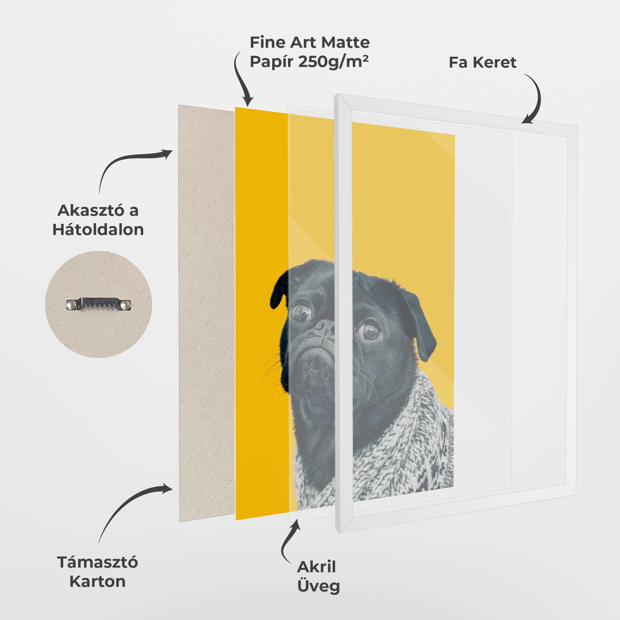 Keretezett Poszter Black Pug mockup 1