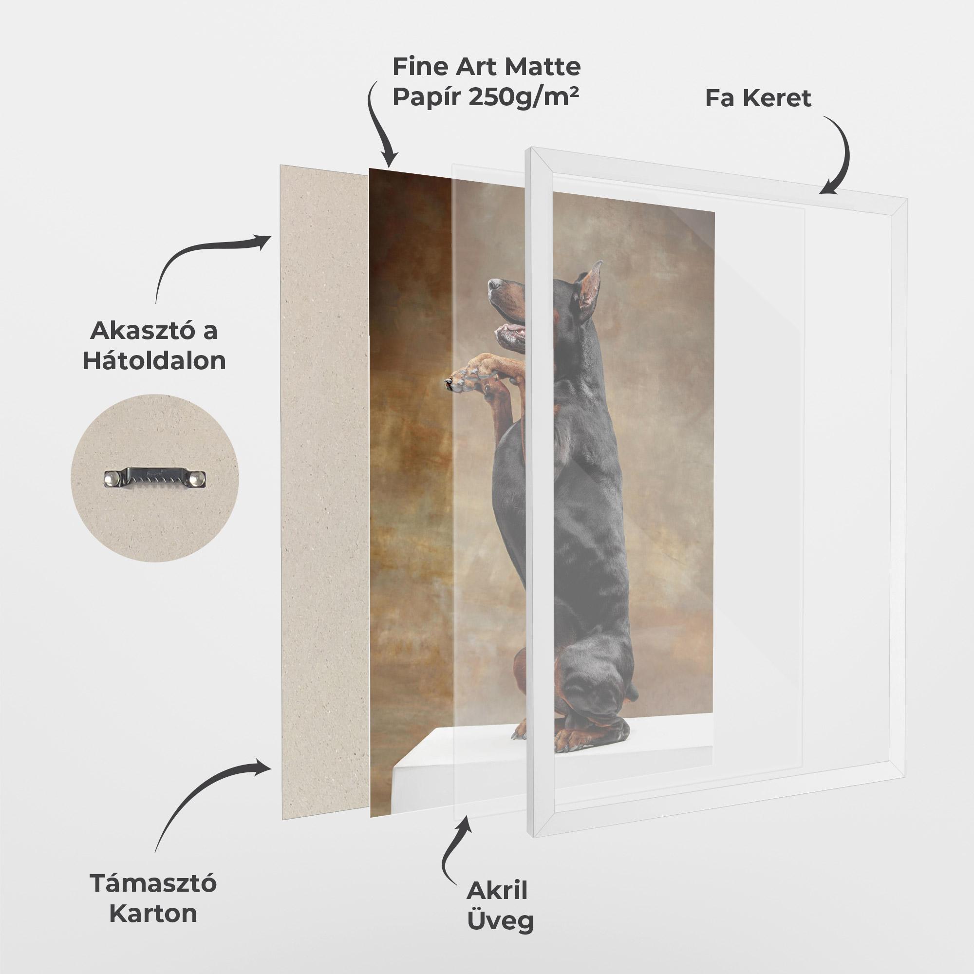 Keretezett Poszter Doberman Standing mockup 1