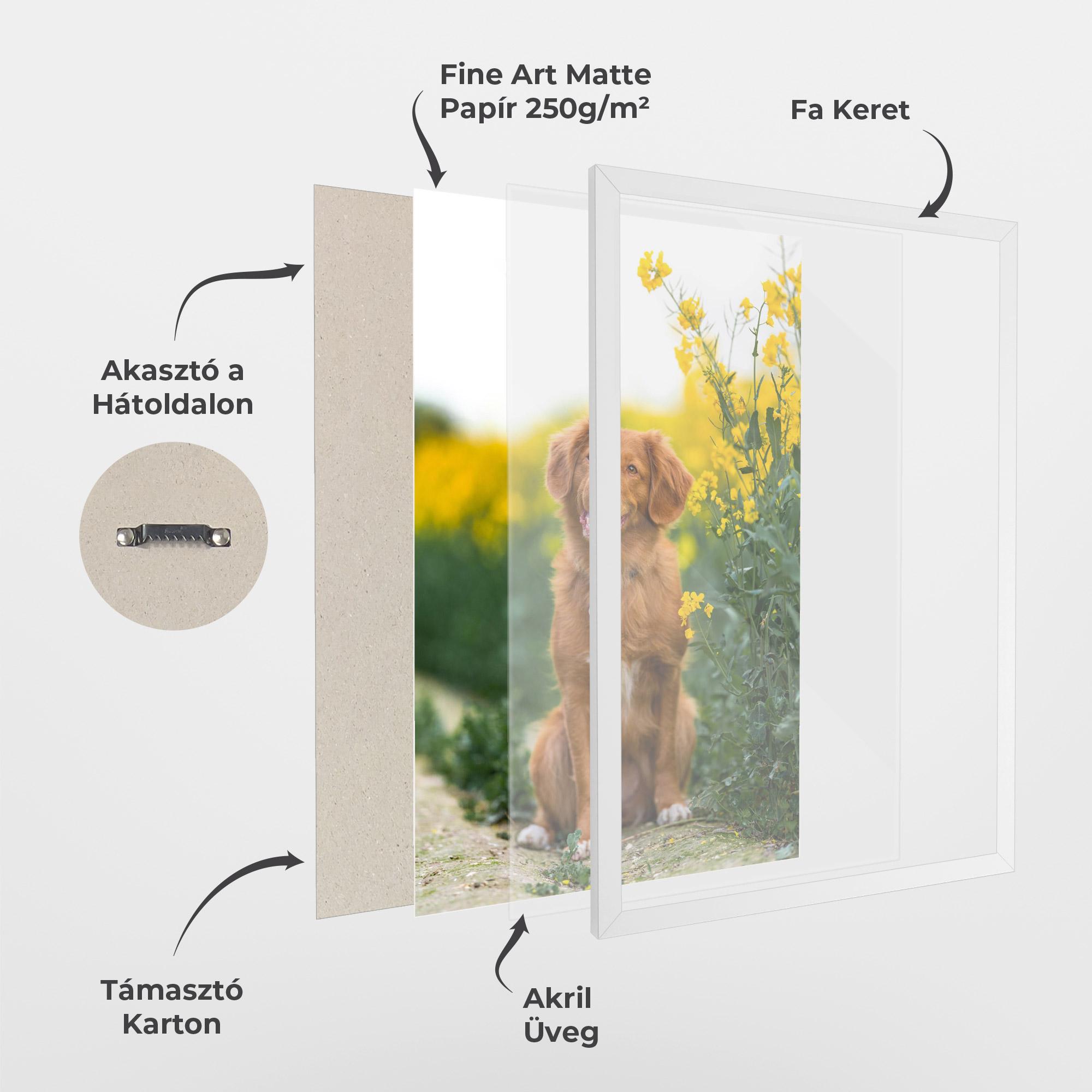 Keretezett Poszter Dog Yellow Flowers mockup 1