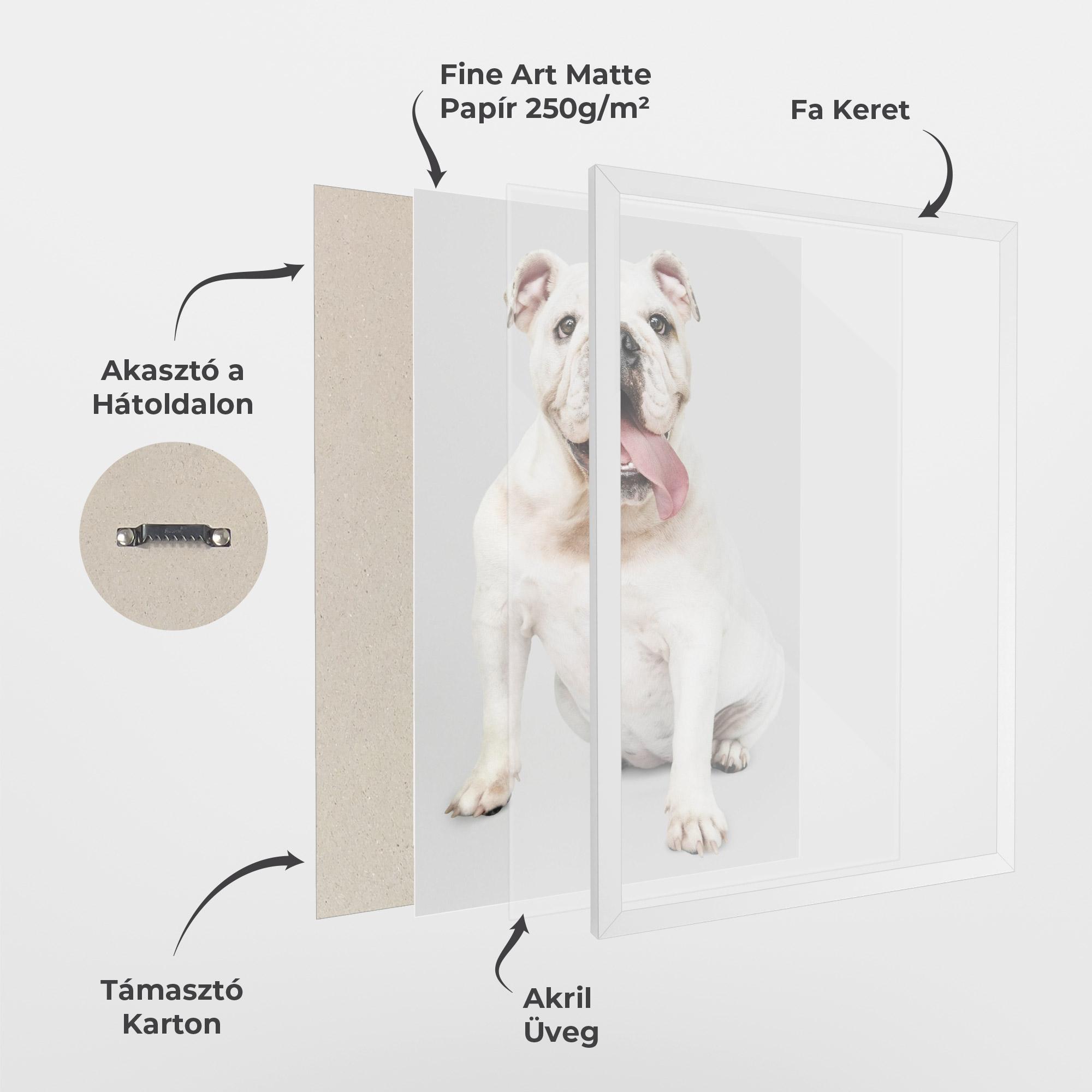 Keretezett Poszter Happy White Dog mockup 1