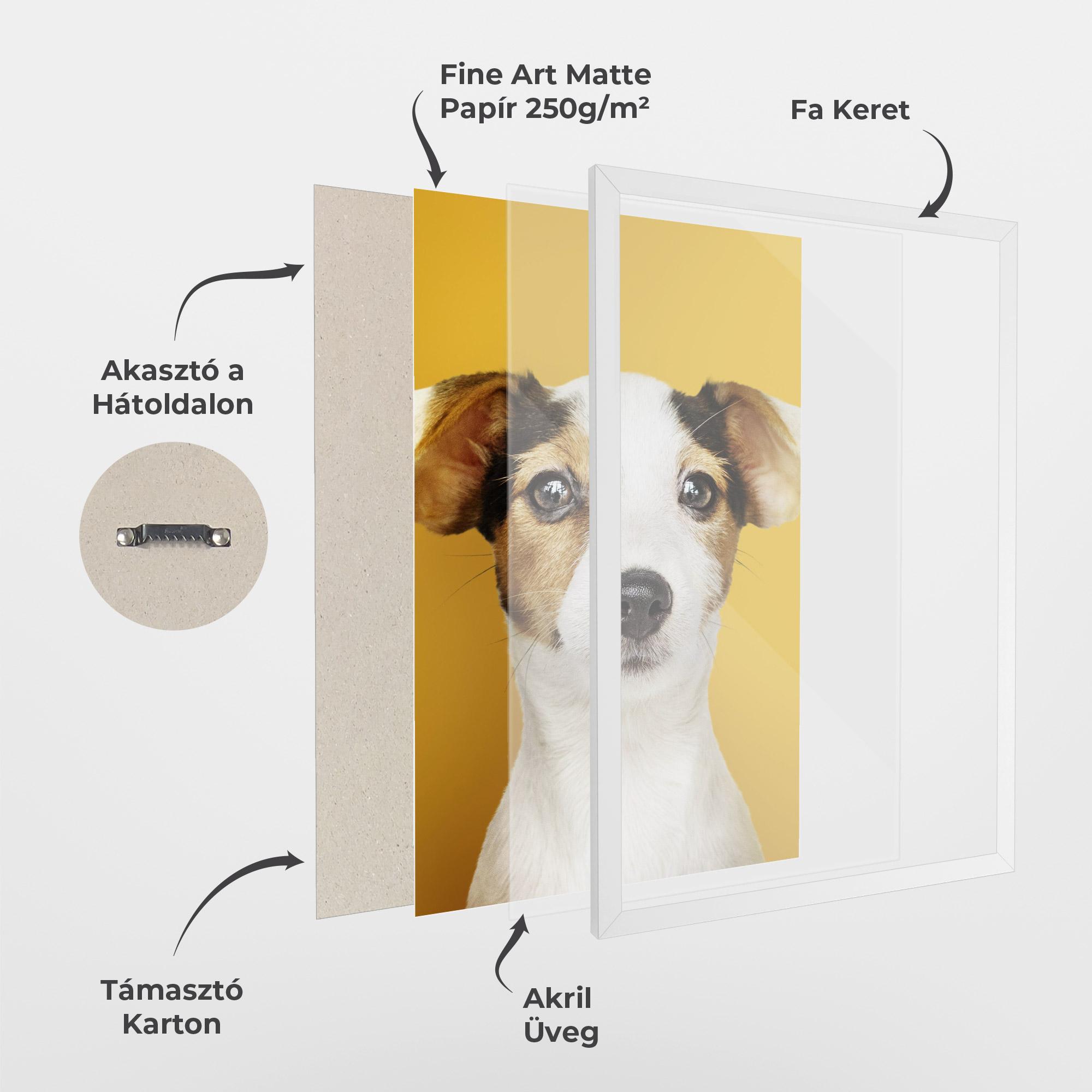 Keretezett Poszter Puppy On Yellow mockup 1