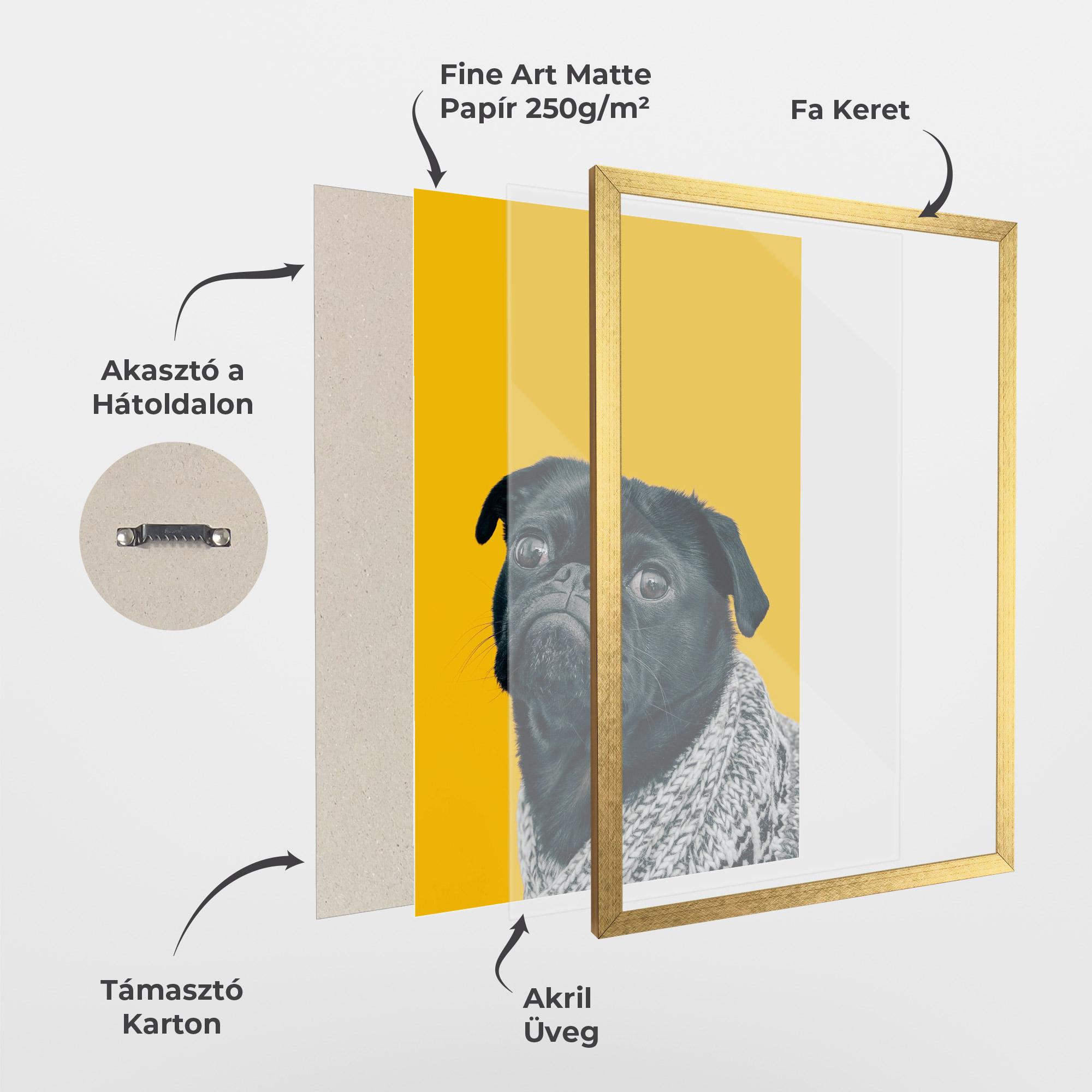 Keretezett Poszter Black Pug mockup 1