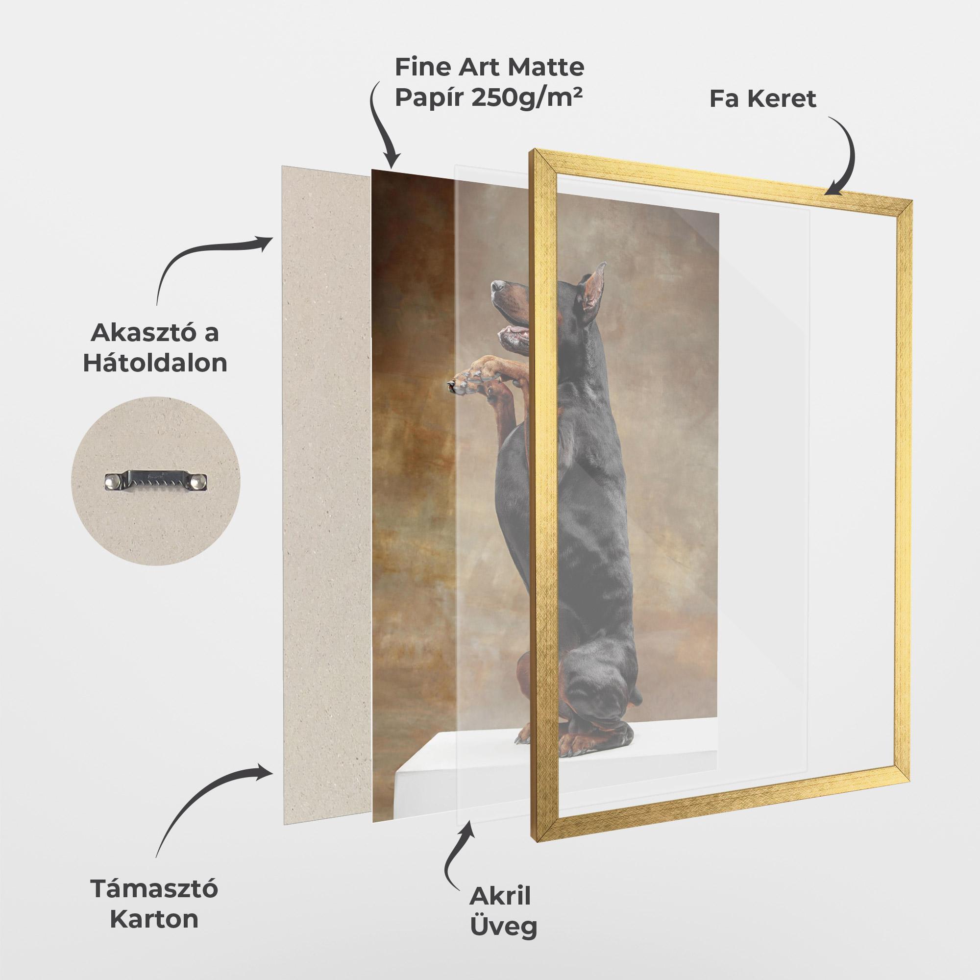 Keretezett Poszter Doberman Standing mockup 1