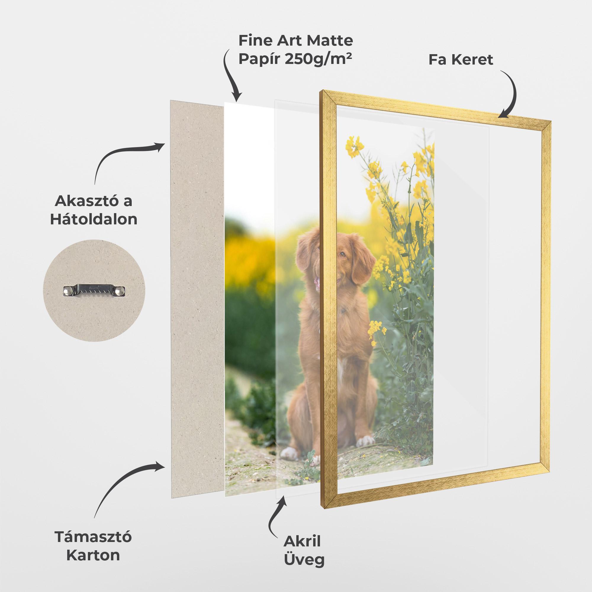 Keretezett Poszter Dog Yellow Flowers mockup 1