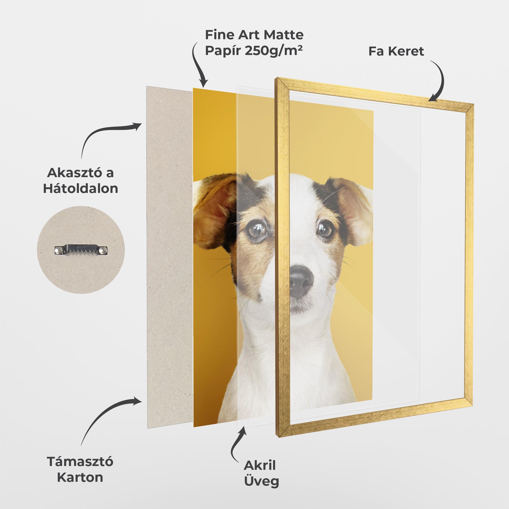 Keretezett Poszter Puppy On Yellow mockup 1