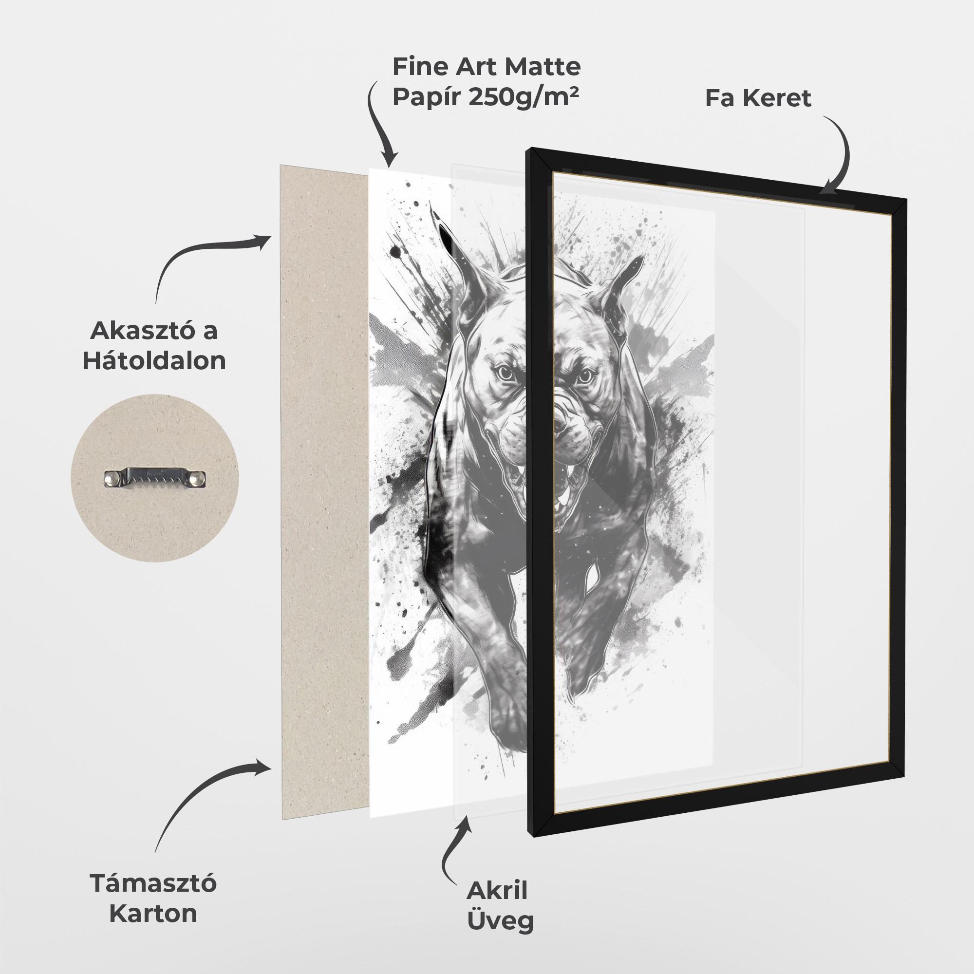 Keretezett Poszter Angry Dog Jump mockup 1