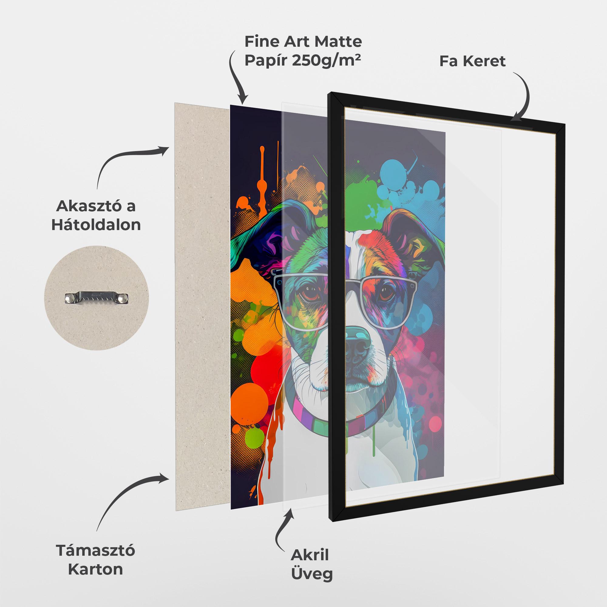 Keretezett Poszter Colorful Dog mockup 1