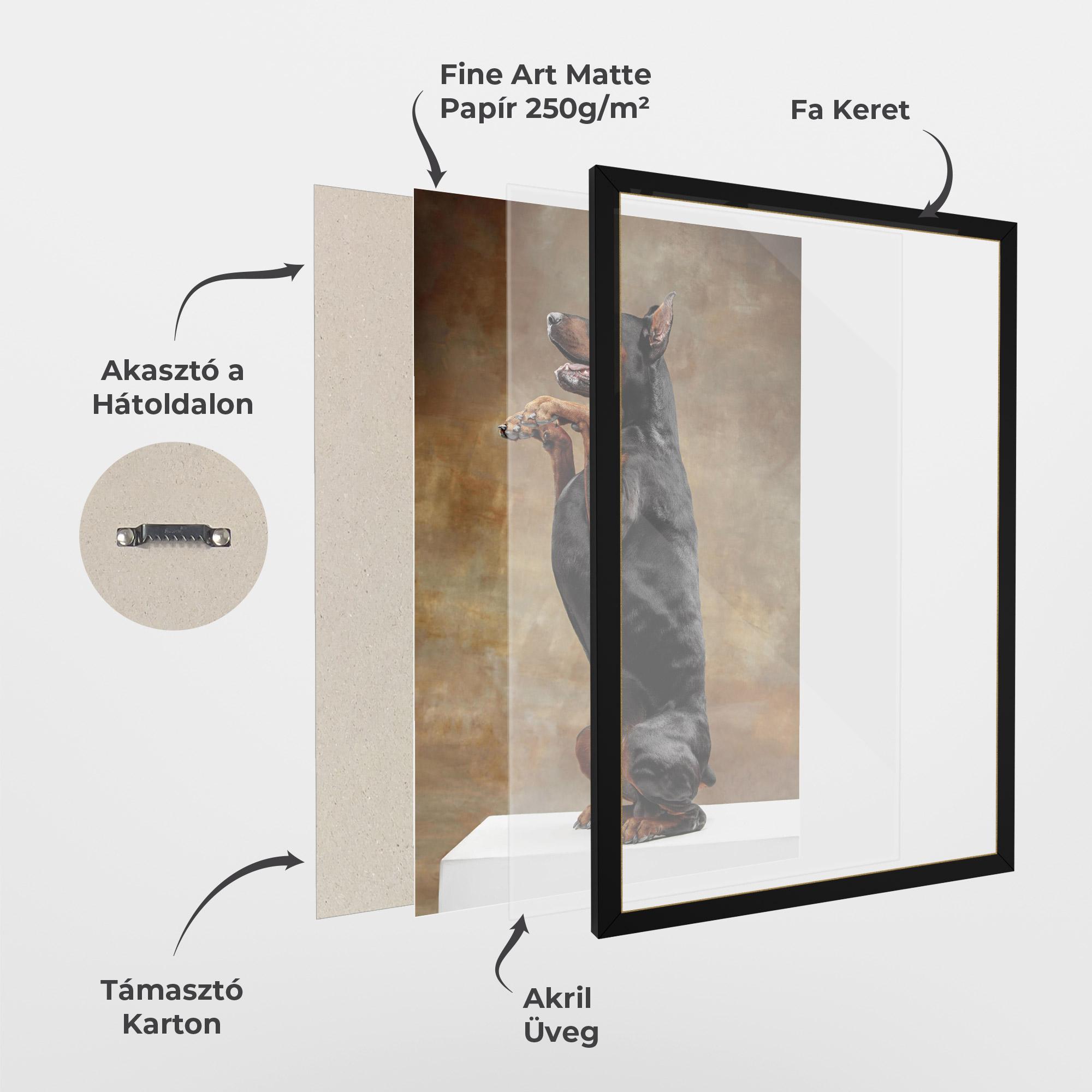 Keretezett Poszter Doberman Standing mockup 1