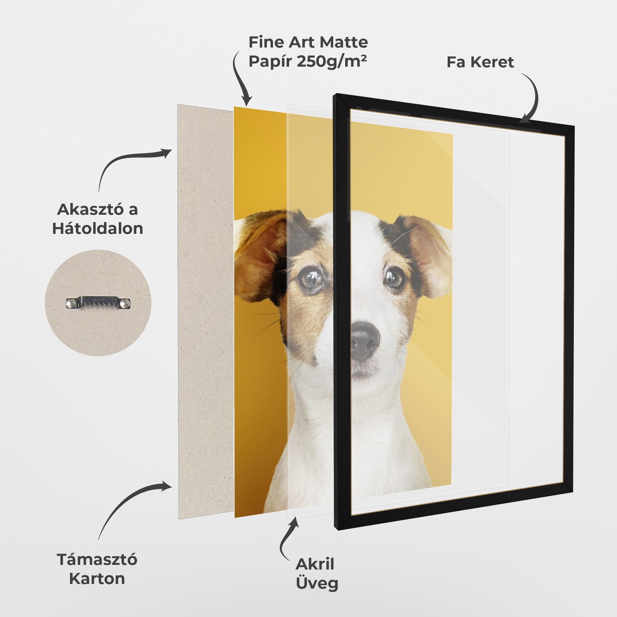 Keretezett Poszter Puppy On Yellow mockup 1