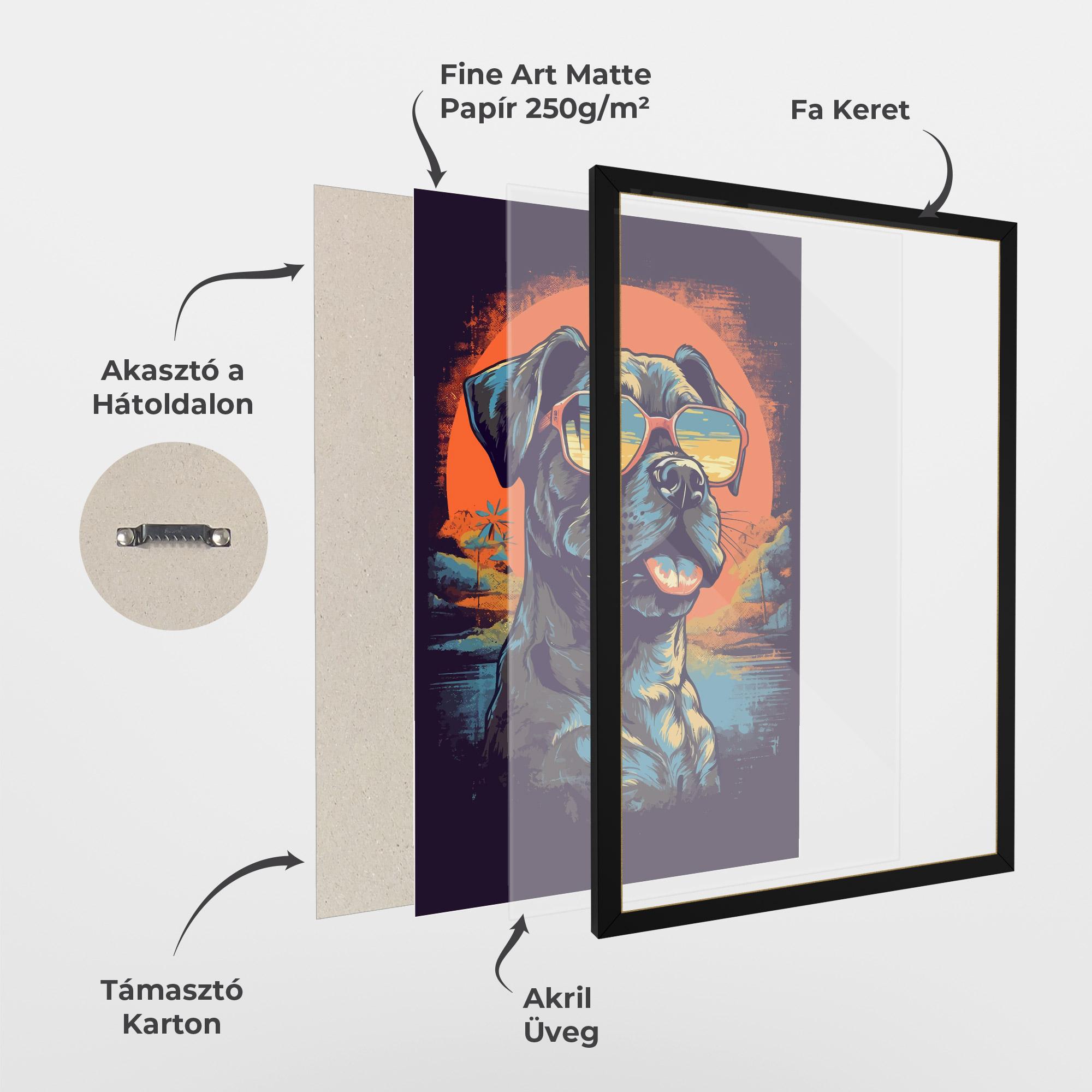 Keretezett Poszter Sunset Dog mockup 1