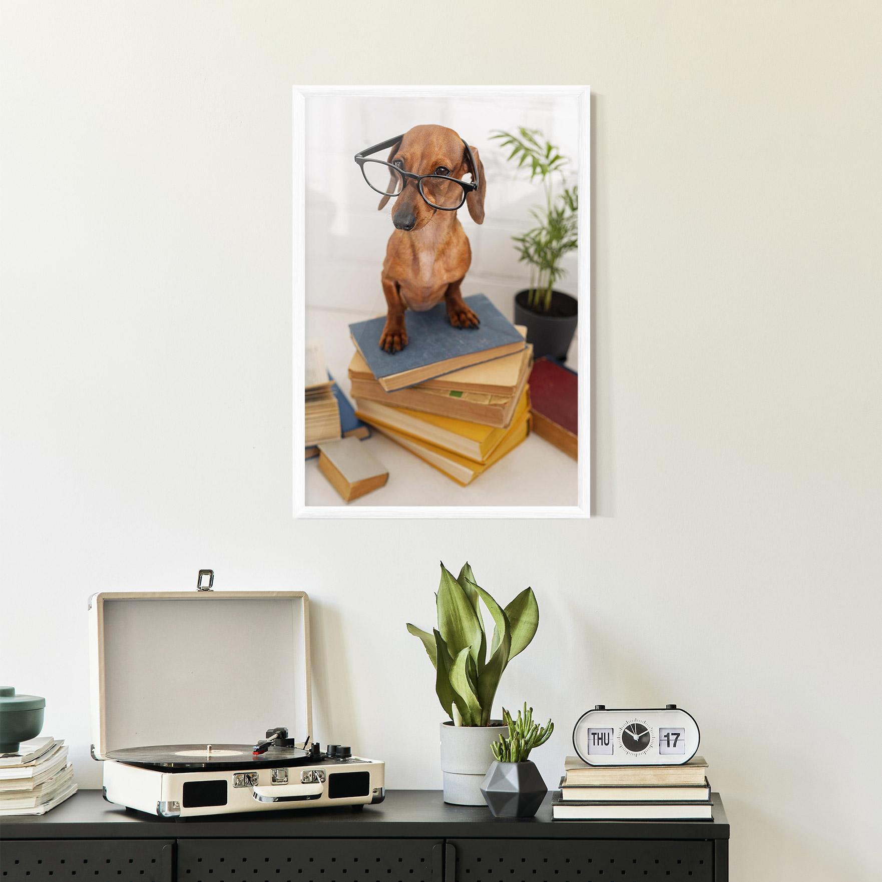 Keretezett Poszter Books Cute Dog mockup 2