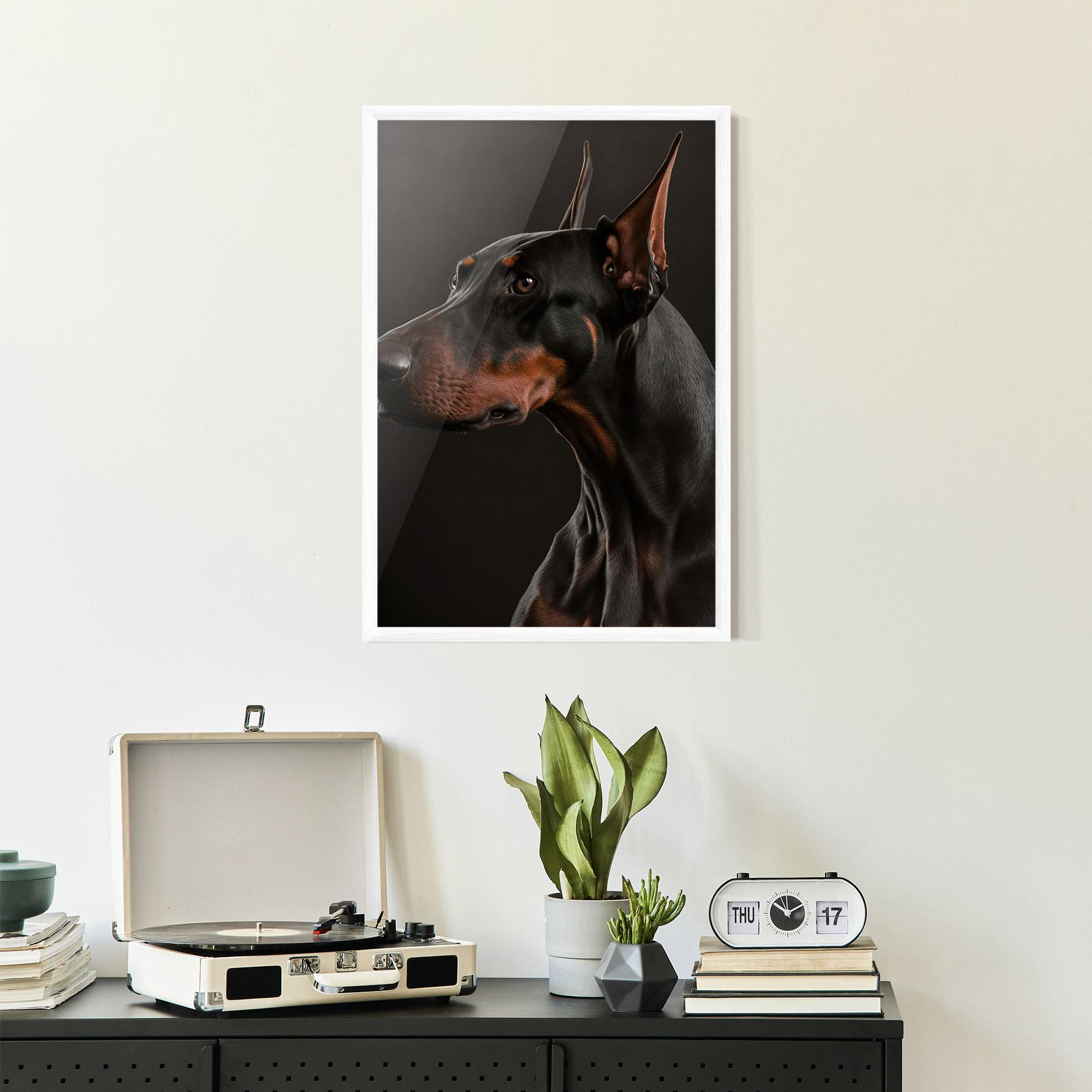 Keretezett Poszter Doberman Dog Portrait mockup 2