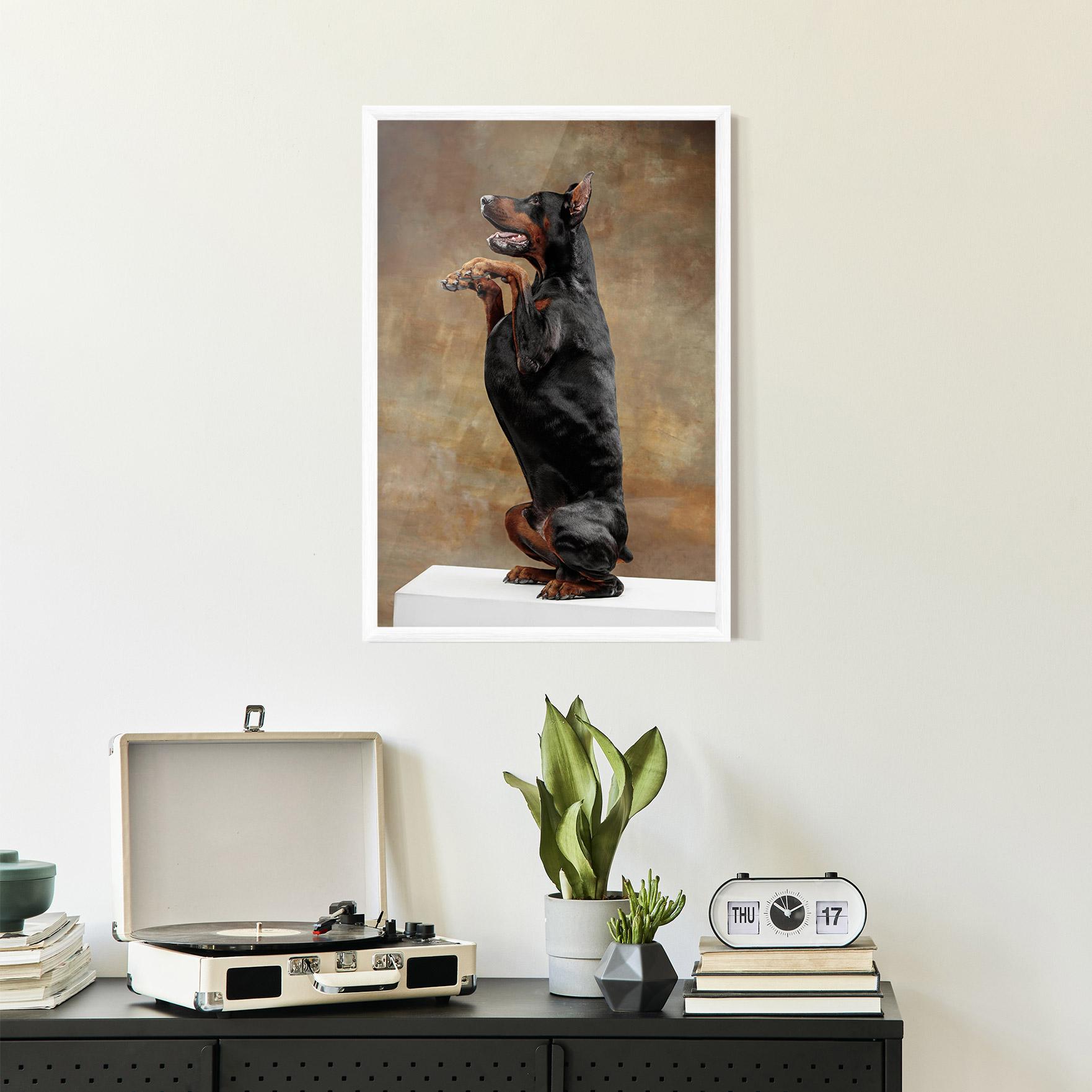 Keretezett Poszter Doberman Standing mockup 2