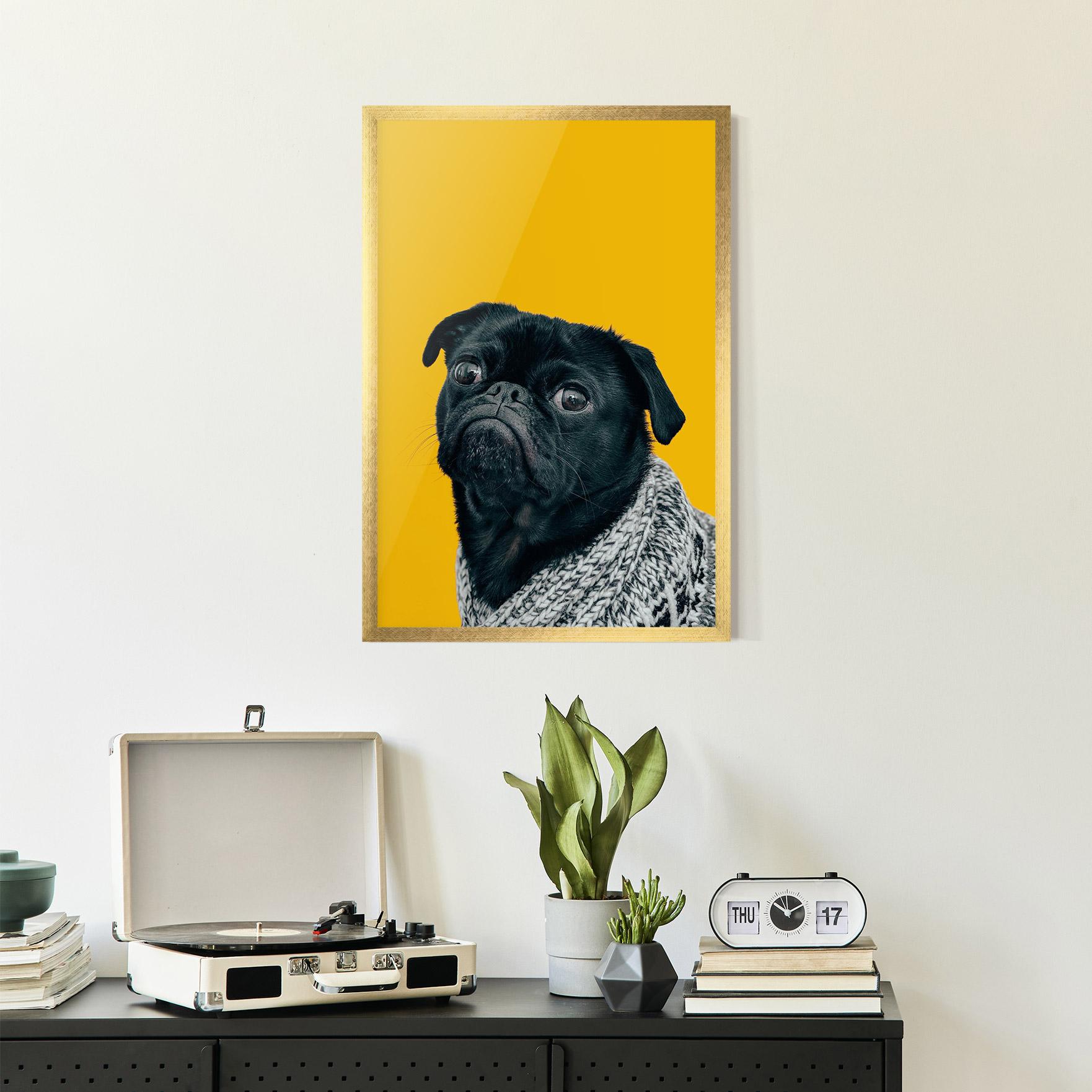 Keretezett Poszter Black Pug mockup 2