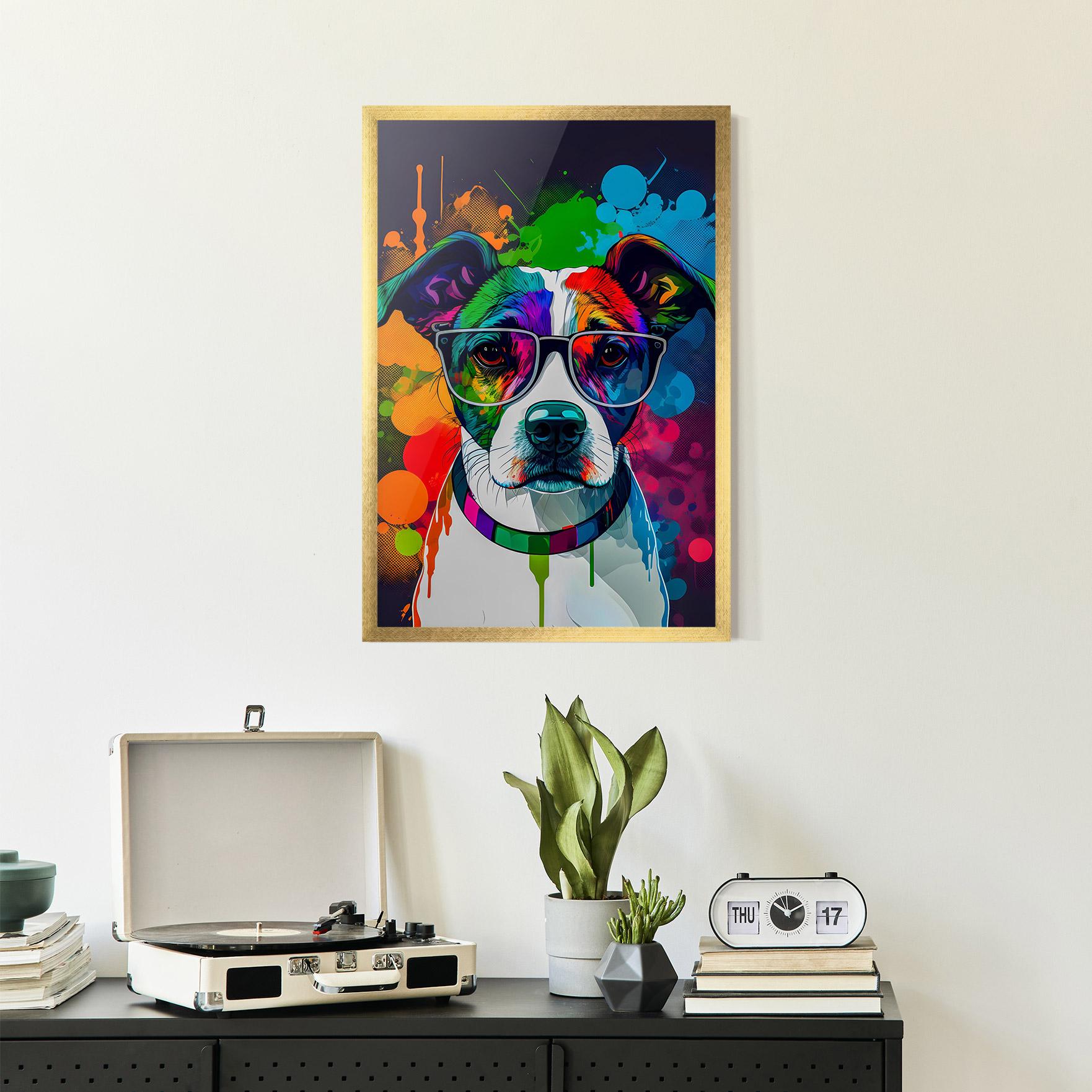 Keretezett Poszter Colorful Dog mockup 2