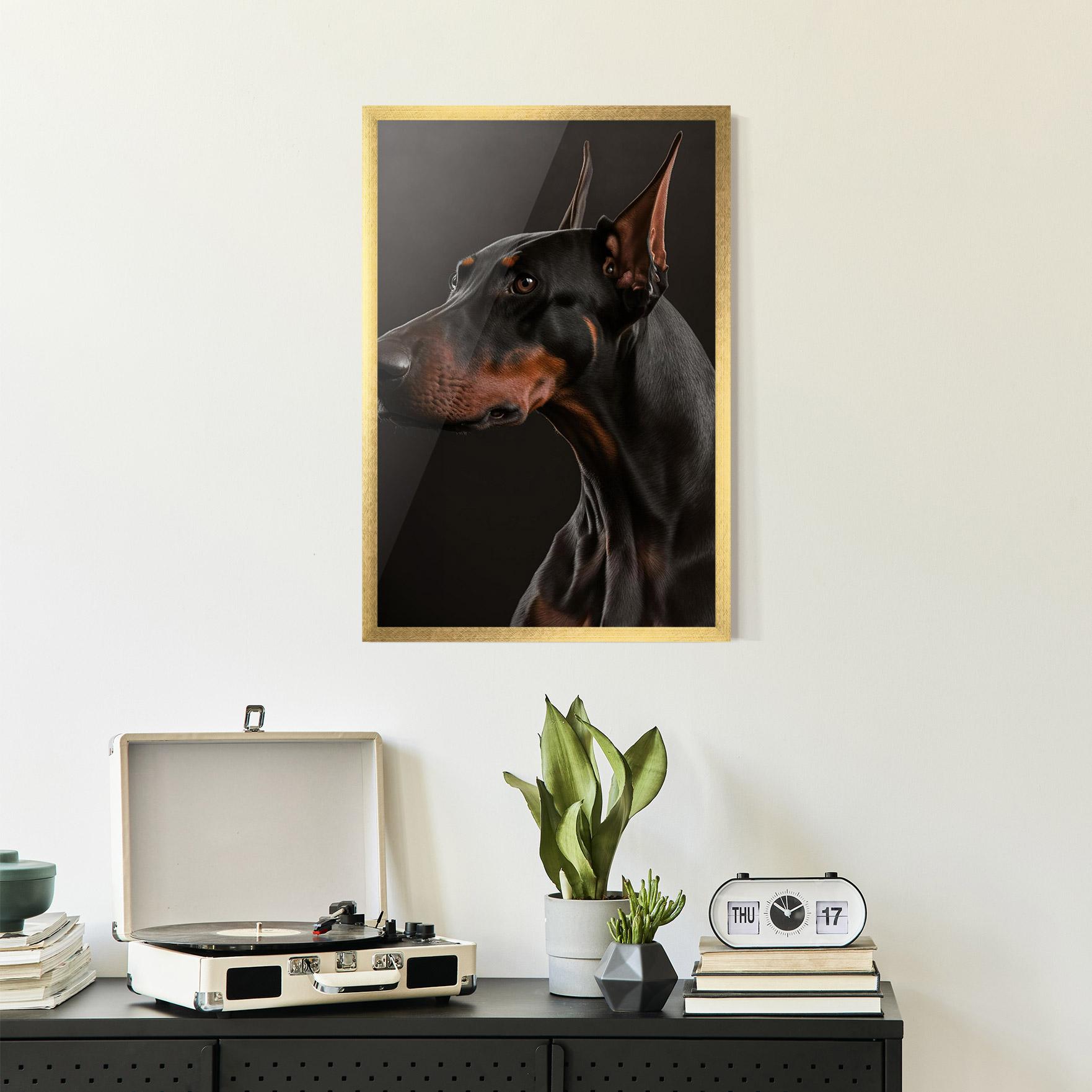 Keretezett Poszter Doberman Dog Portrait mockup 2