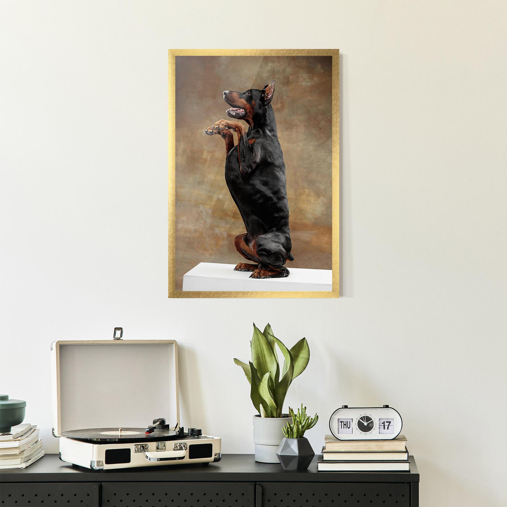 Keretezett Poszter Doberman Standing mockup 2