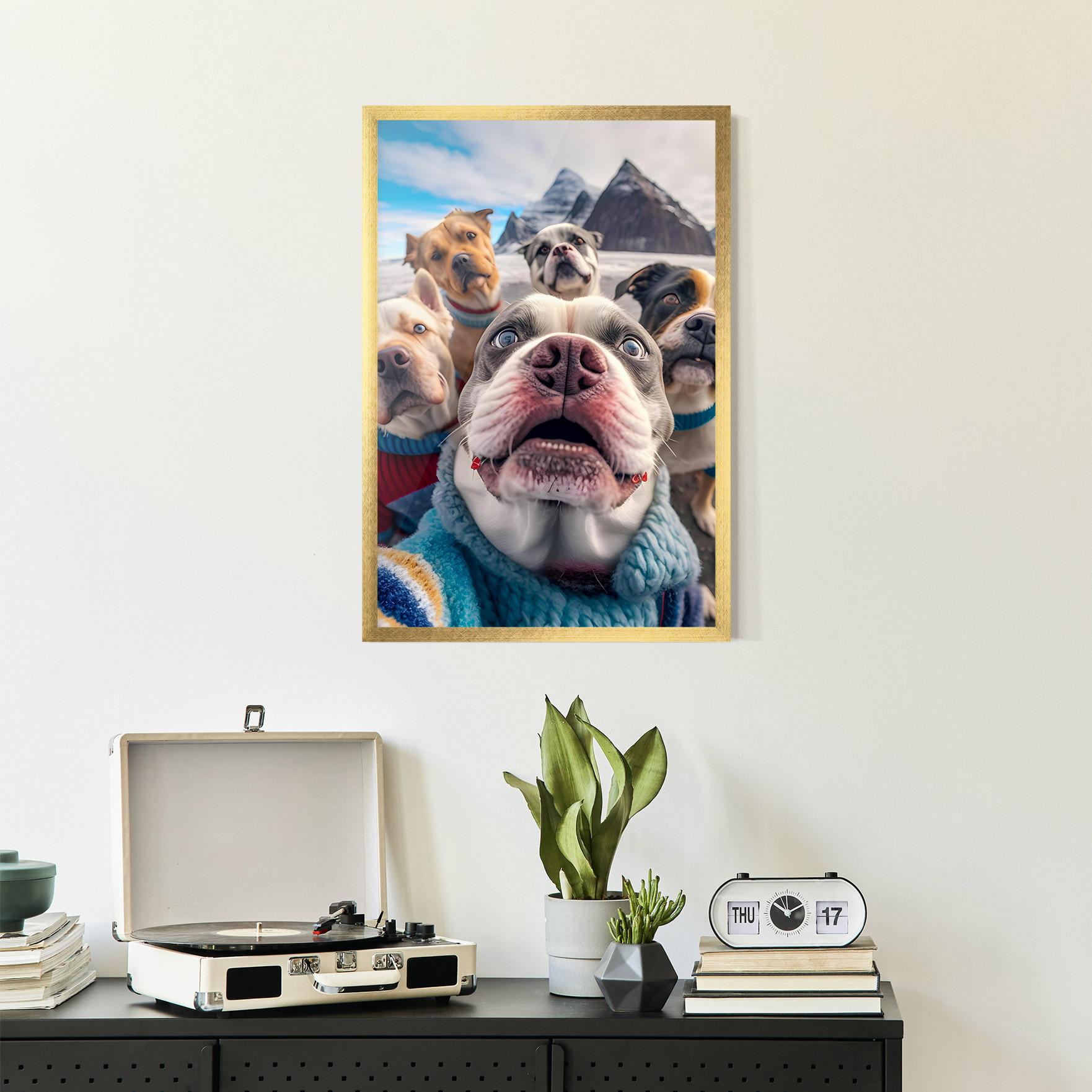 Keretezett Poszter Dogs Selfie Group mockup 2