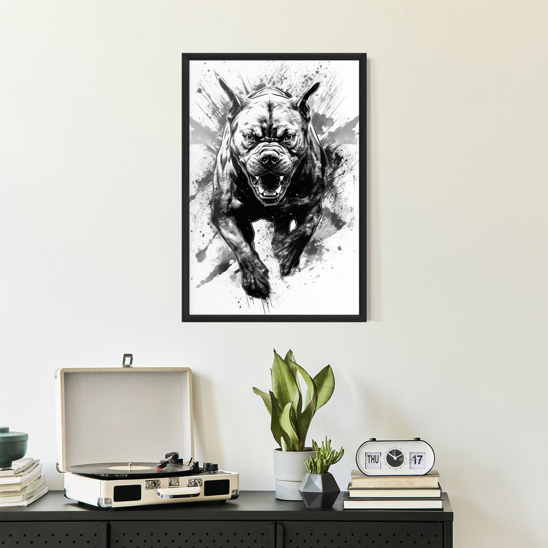 Keretezett Poszter Angry Dog Jump mockup 2