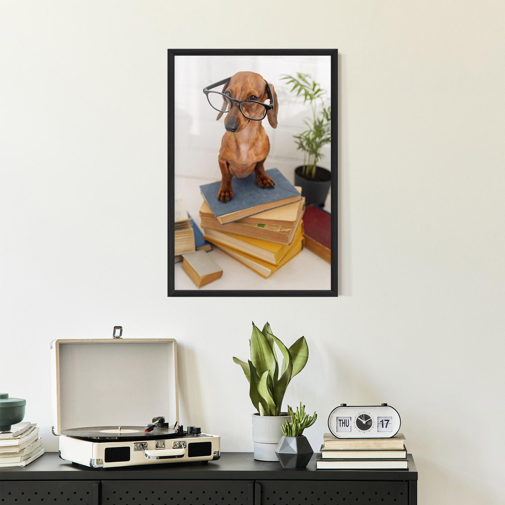 Keretezett Poszter Books Cute Dog mockup 2