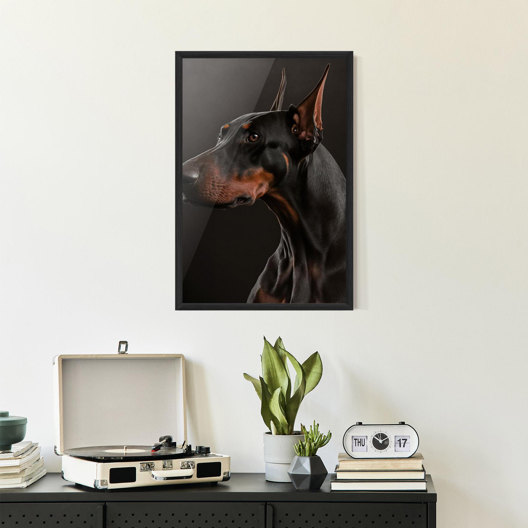 Keretezett Poszter Doberman Dog Portrait mockup 2