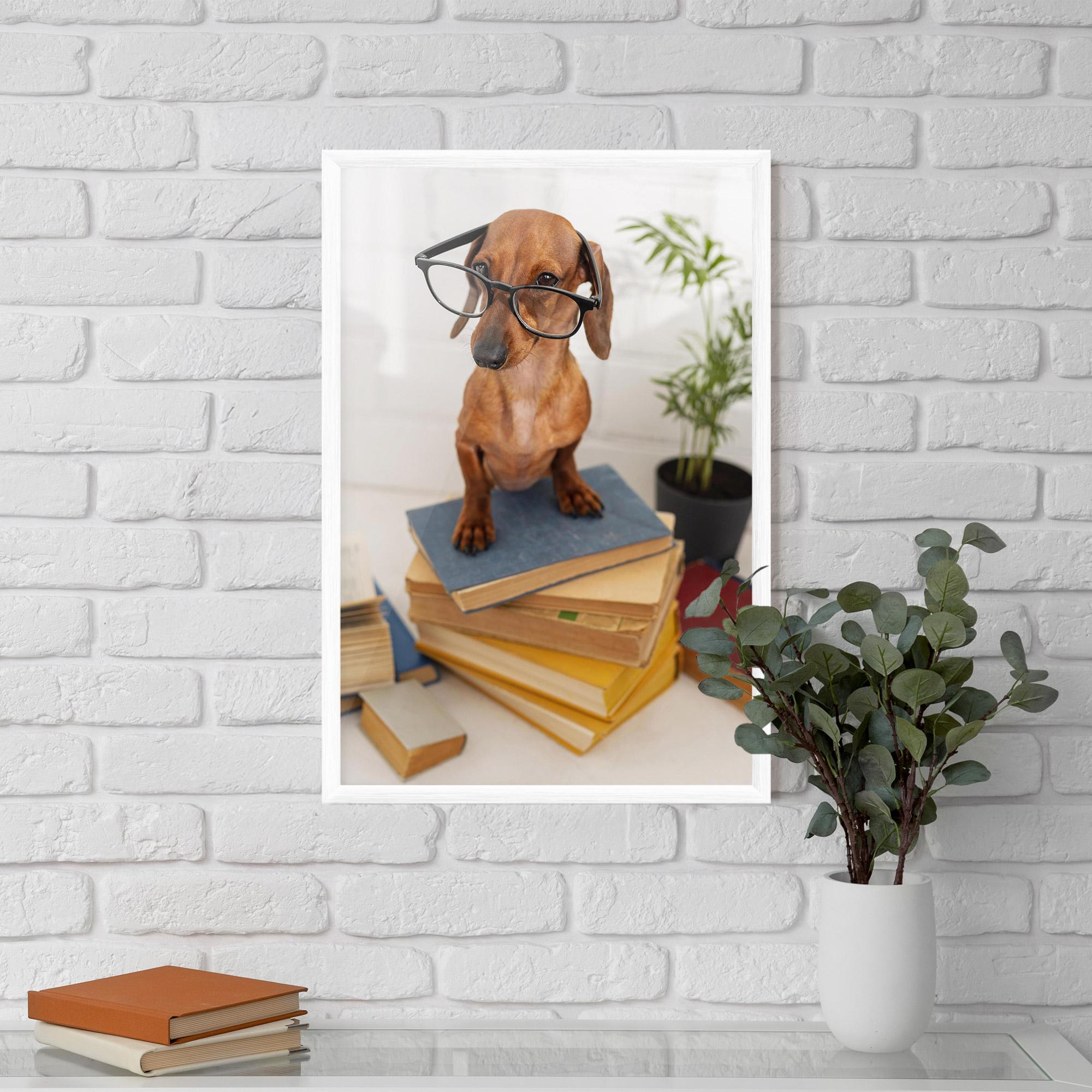 Keretezett Poszter Books Cute Dog mockup 5