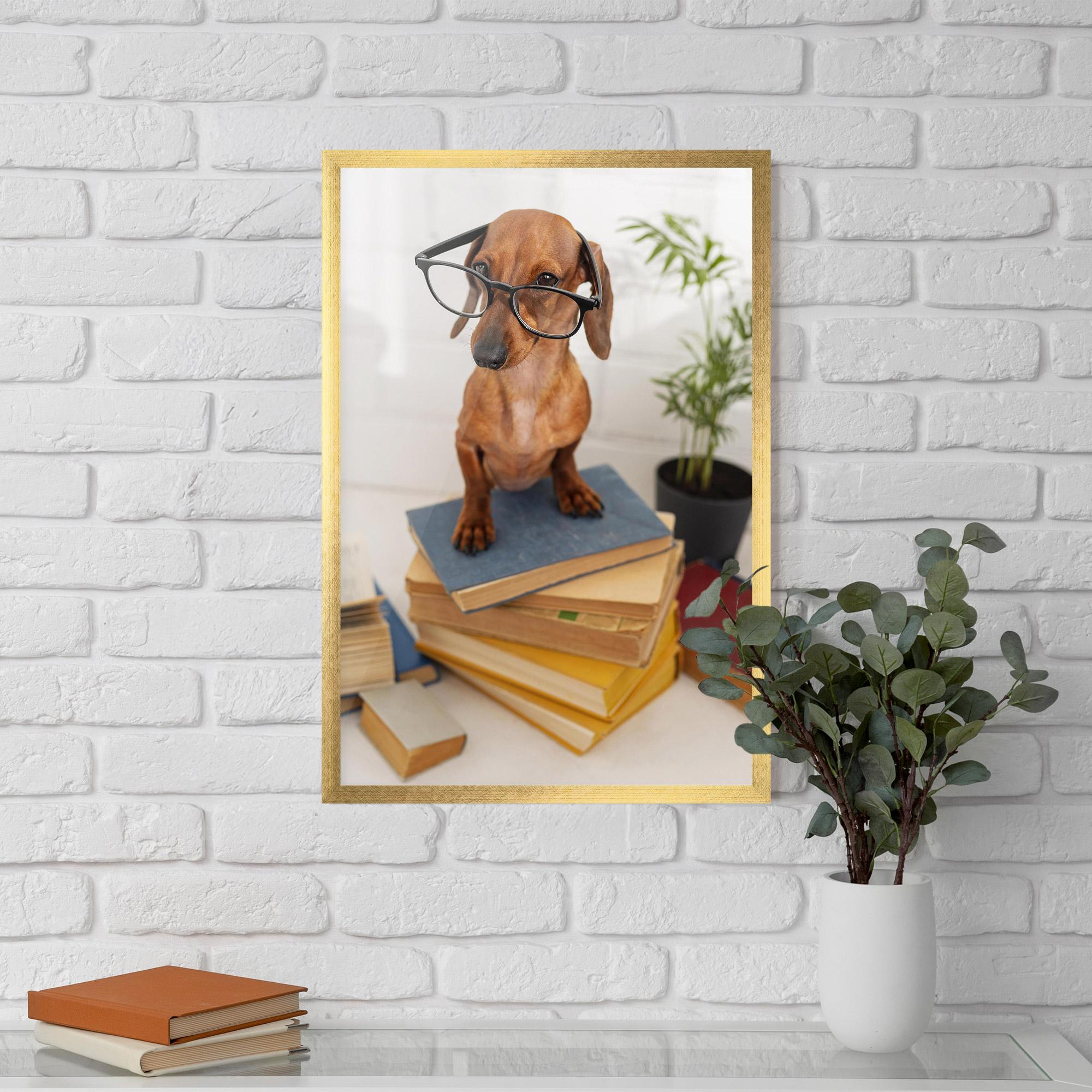 Keretezett Poszter Books Cute Dog mockup 5