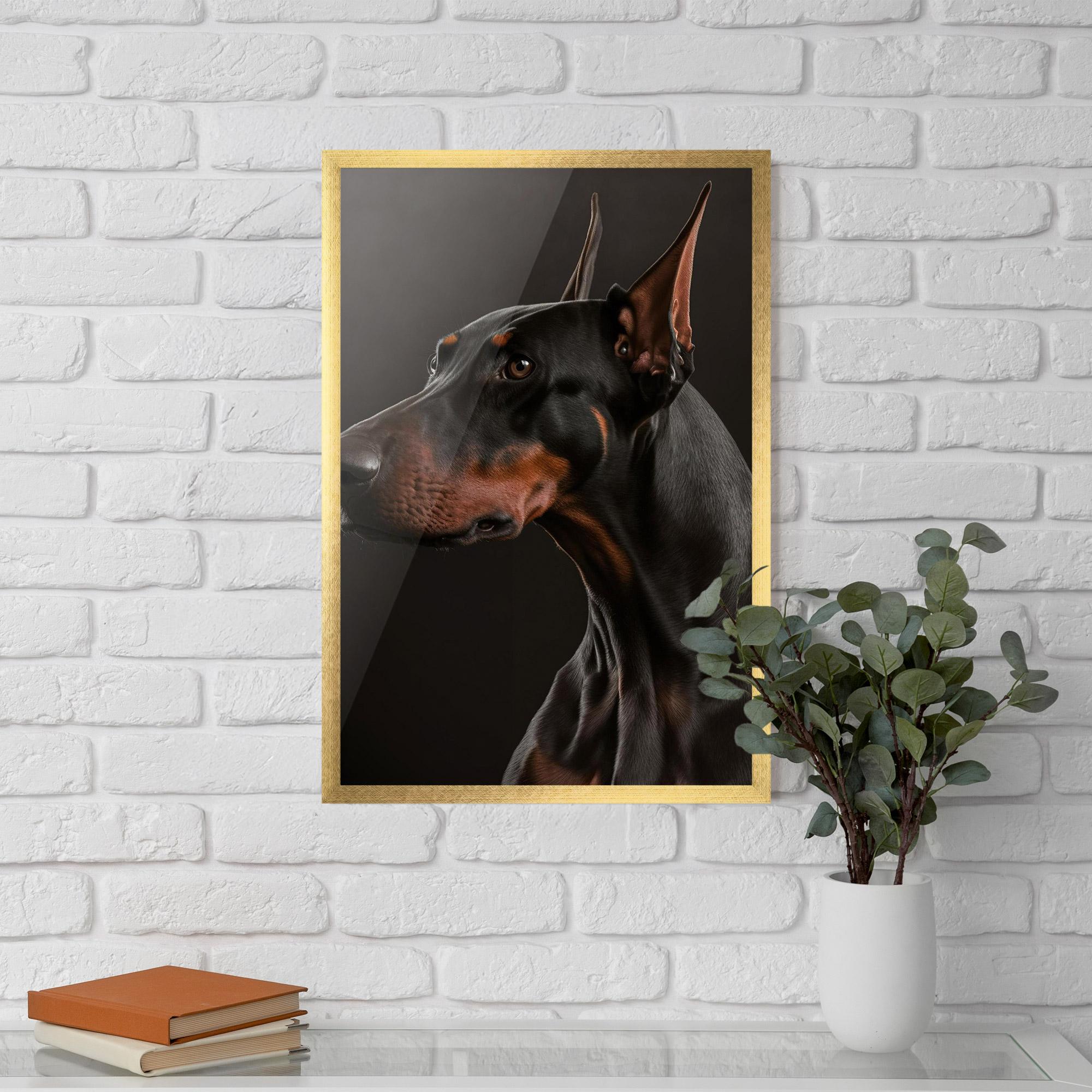 Keretezett Poszter Doberman Dog Portrait mockup 5