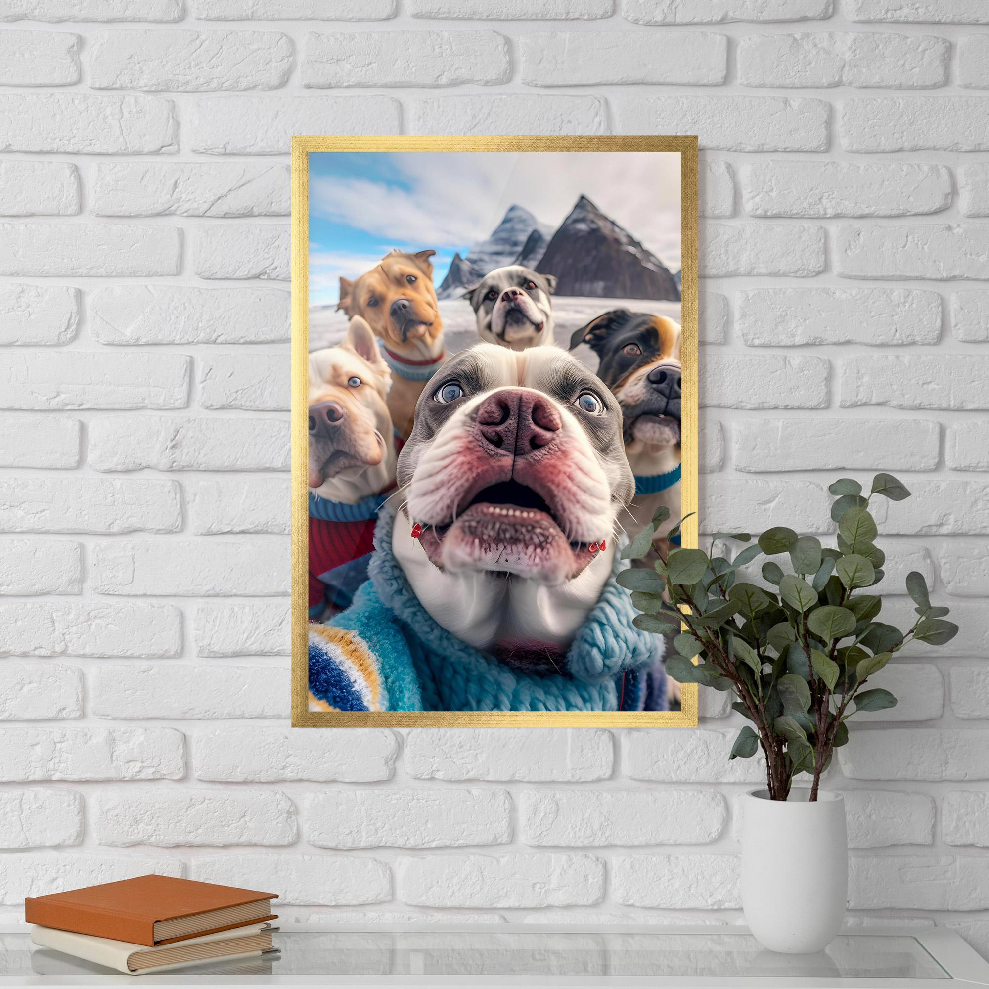 Keretezett Poszter Dogs Selfie Group mockup 5