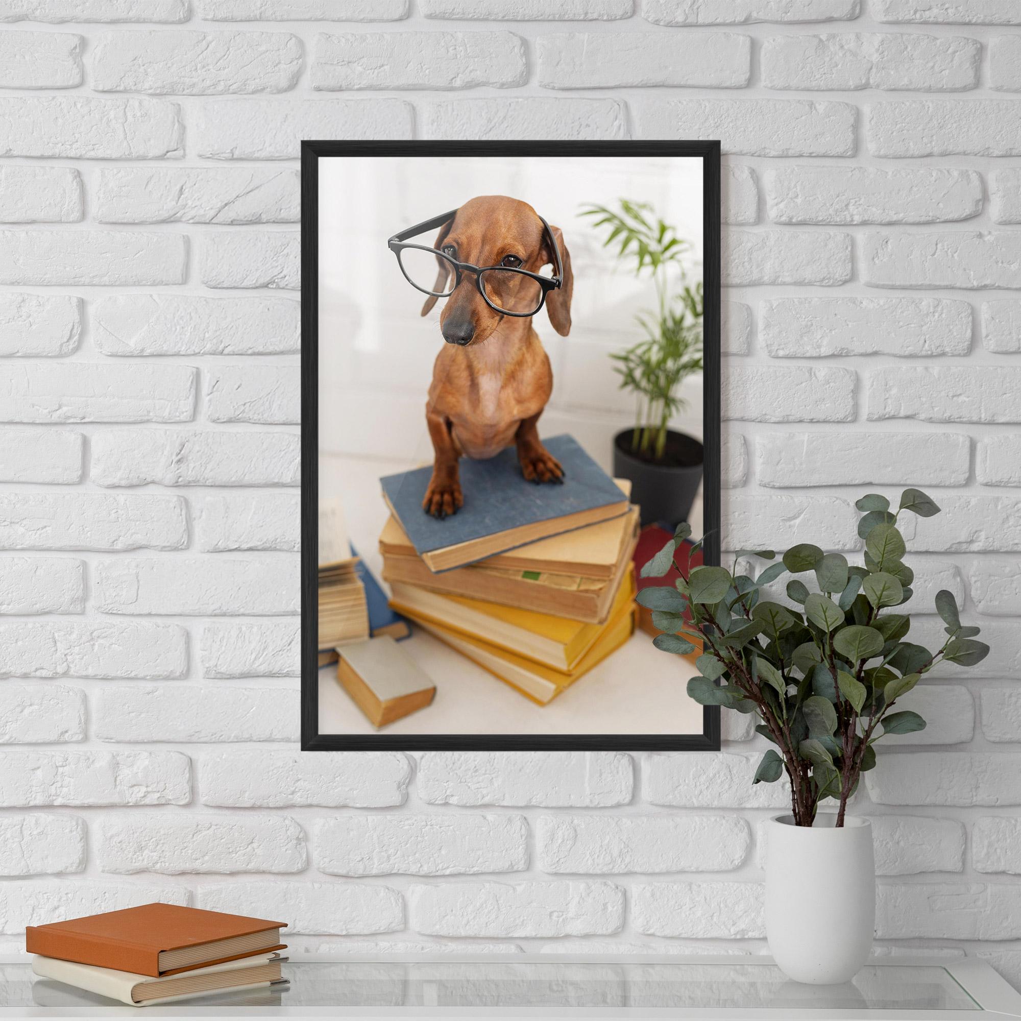 Keretezett Poszter Books Cute Dog mockup 5