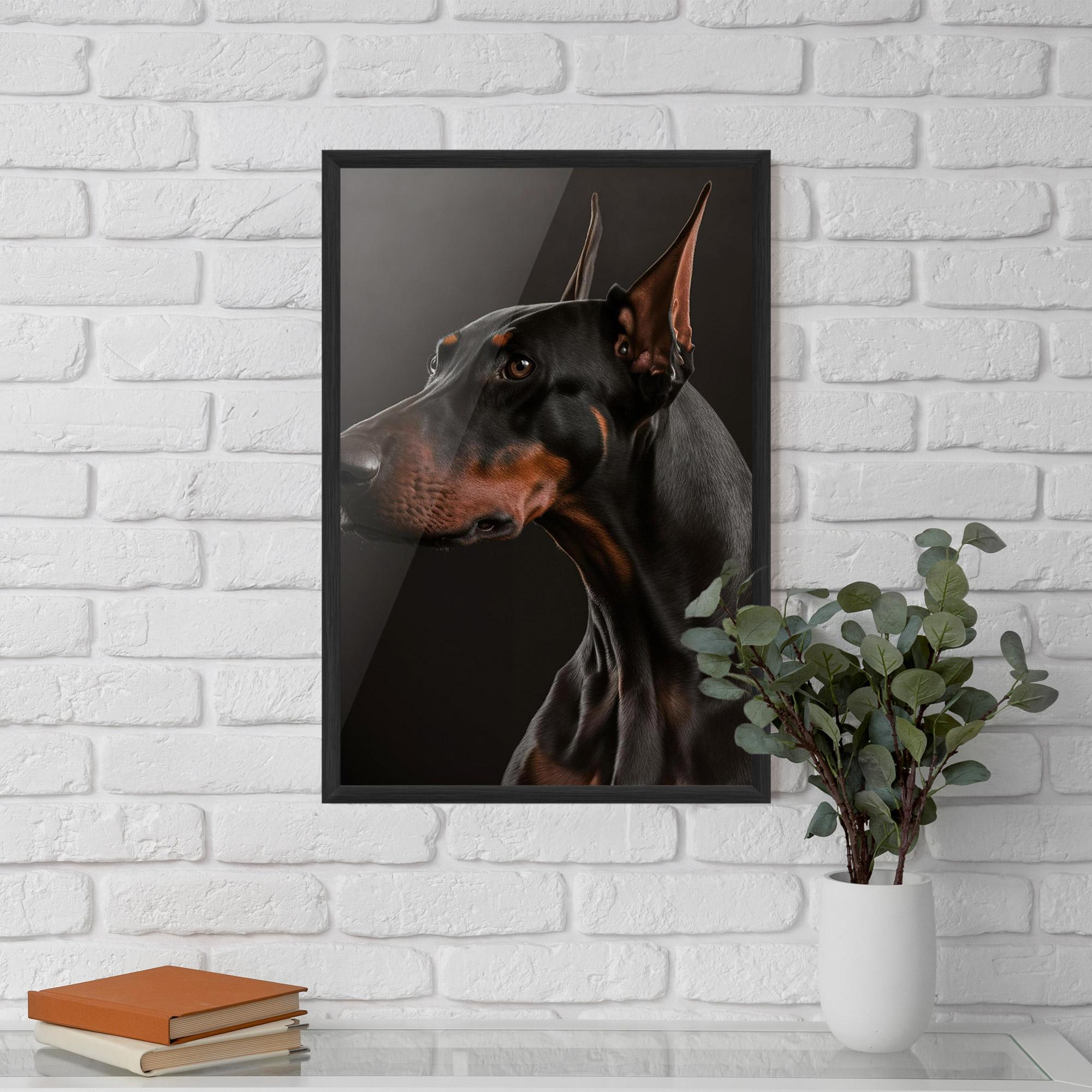 Keretezett Poszter Doberman Dog Portrait mockup 5